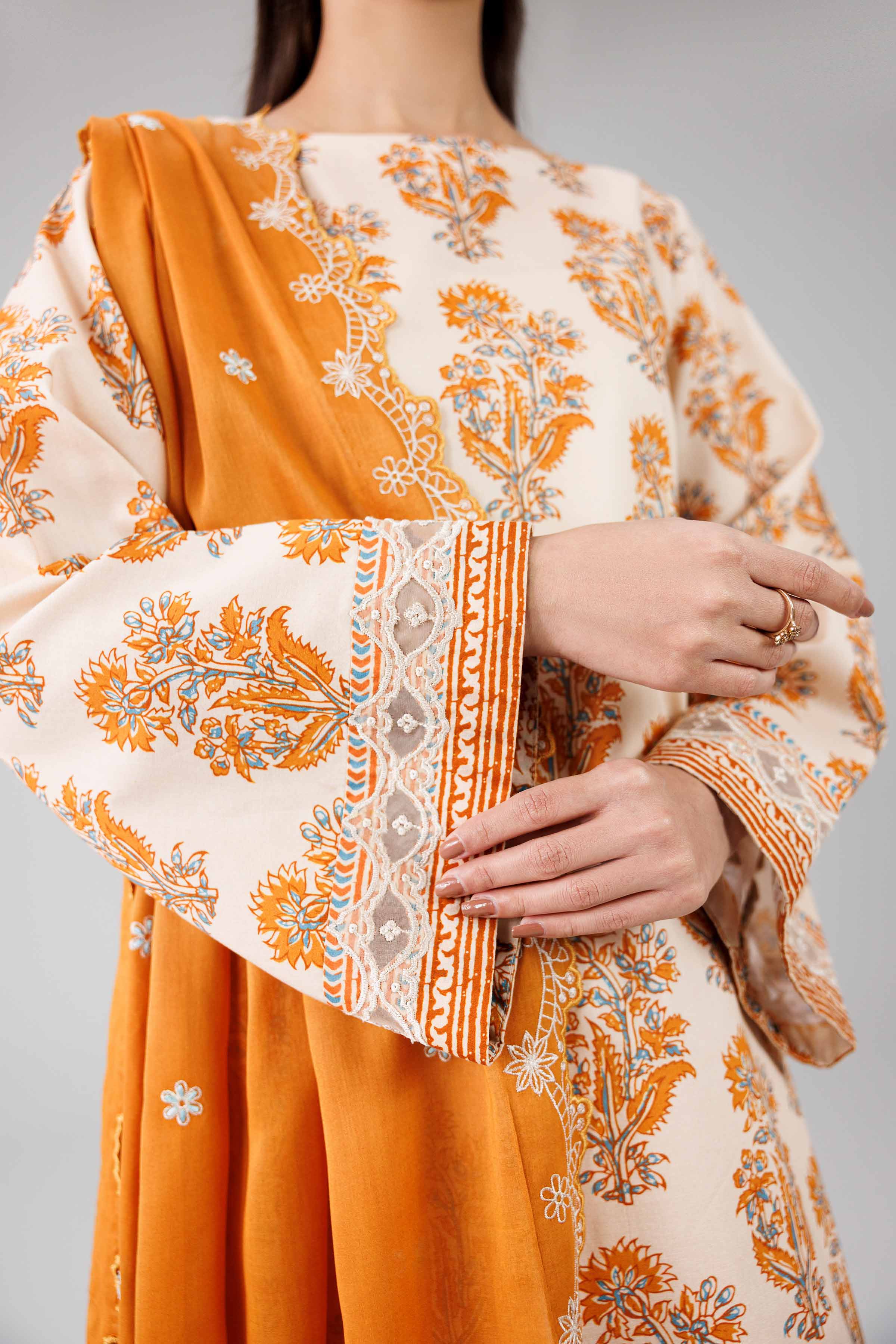 3 Piece - Printed Embroidered Suit - 42601822