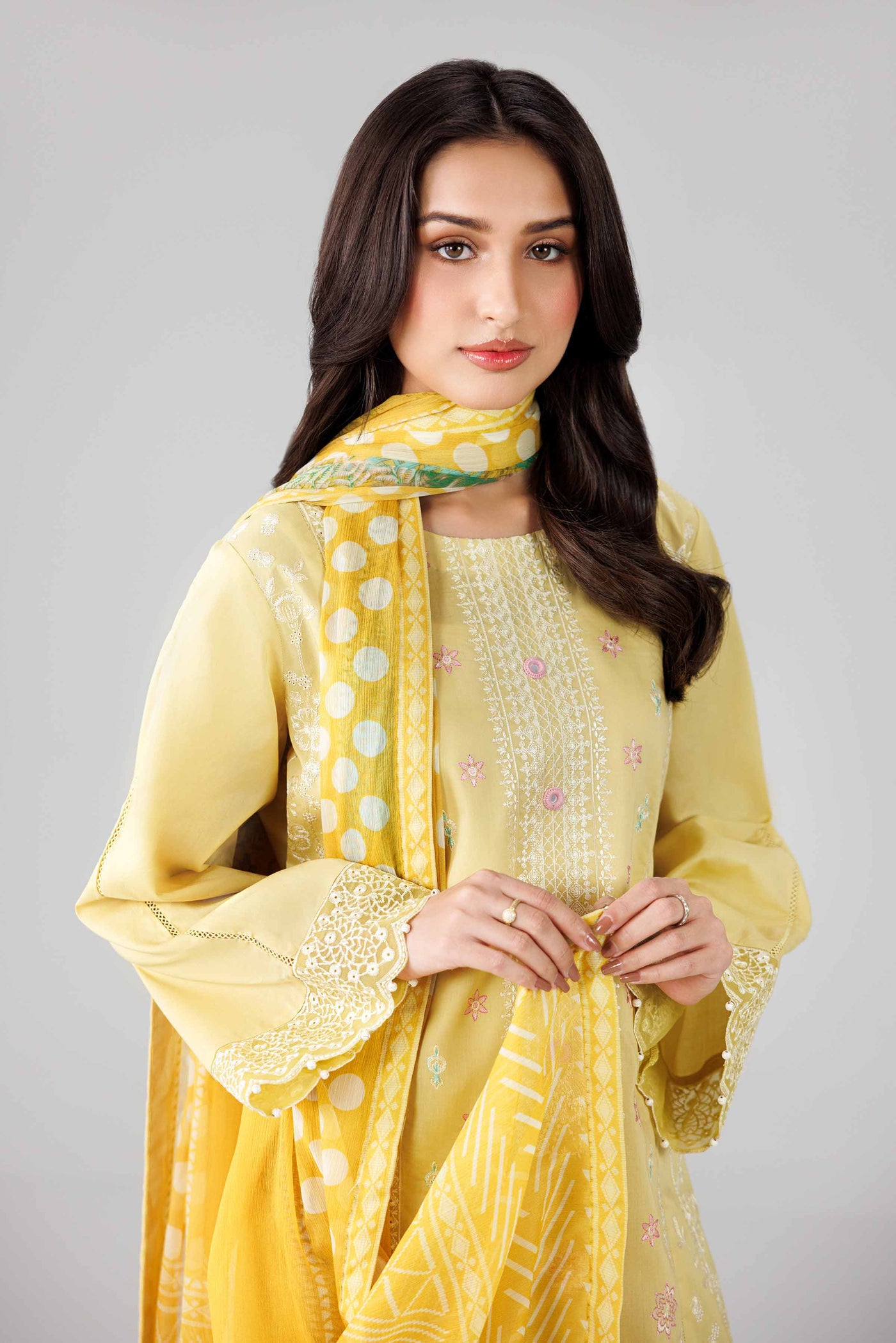 Embroidered Organza Fabric (2Pcs) | LF-909