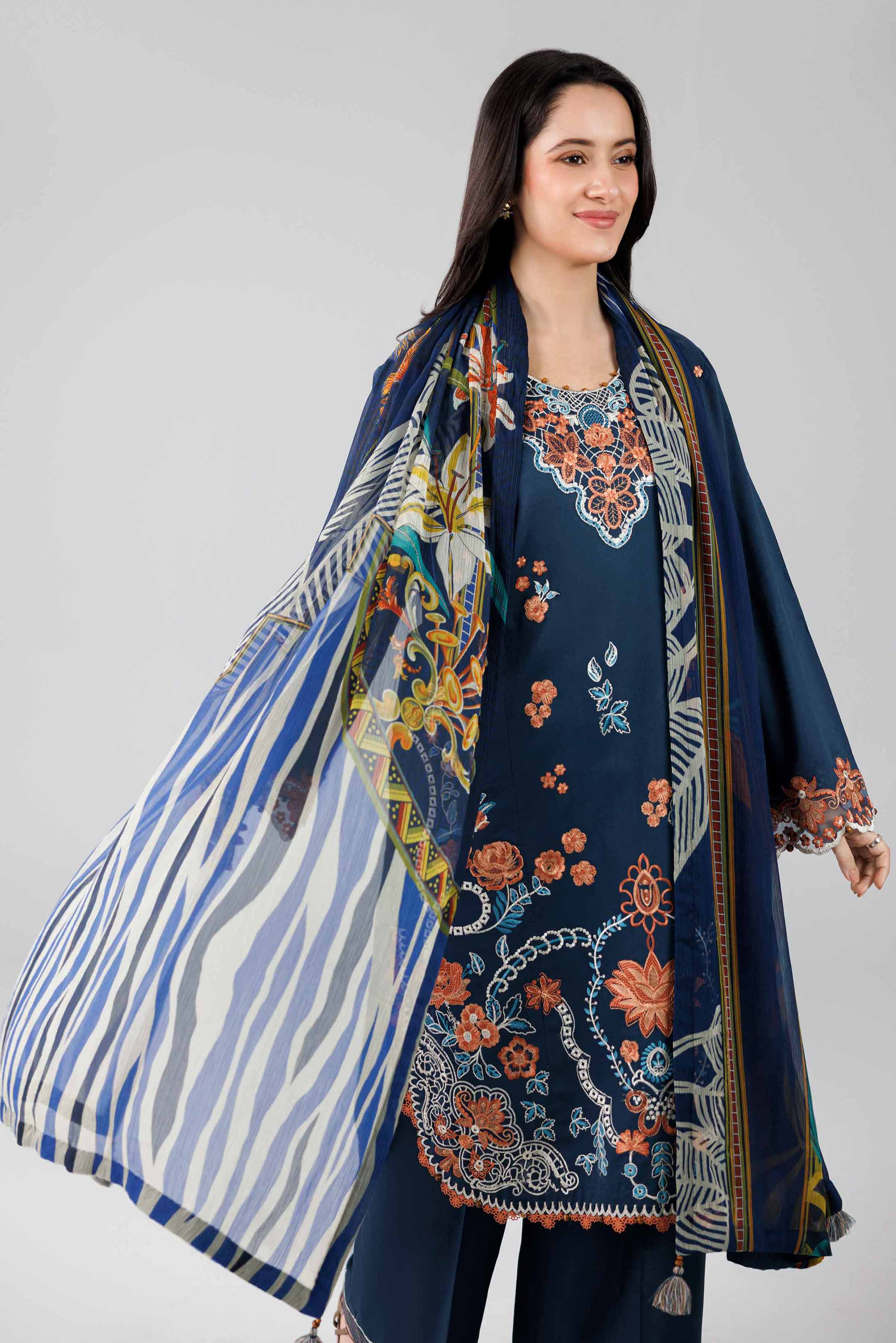 3 Piece - Digital Printed Embroidered Suit - 42601826