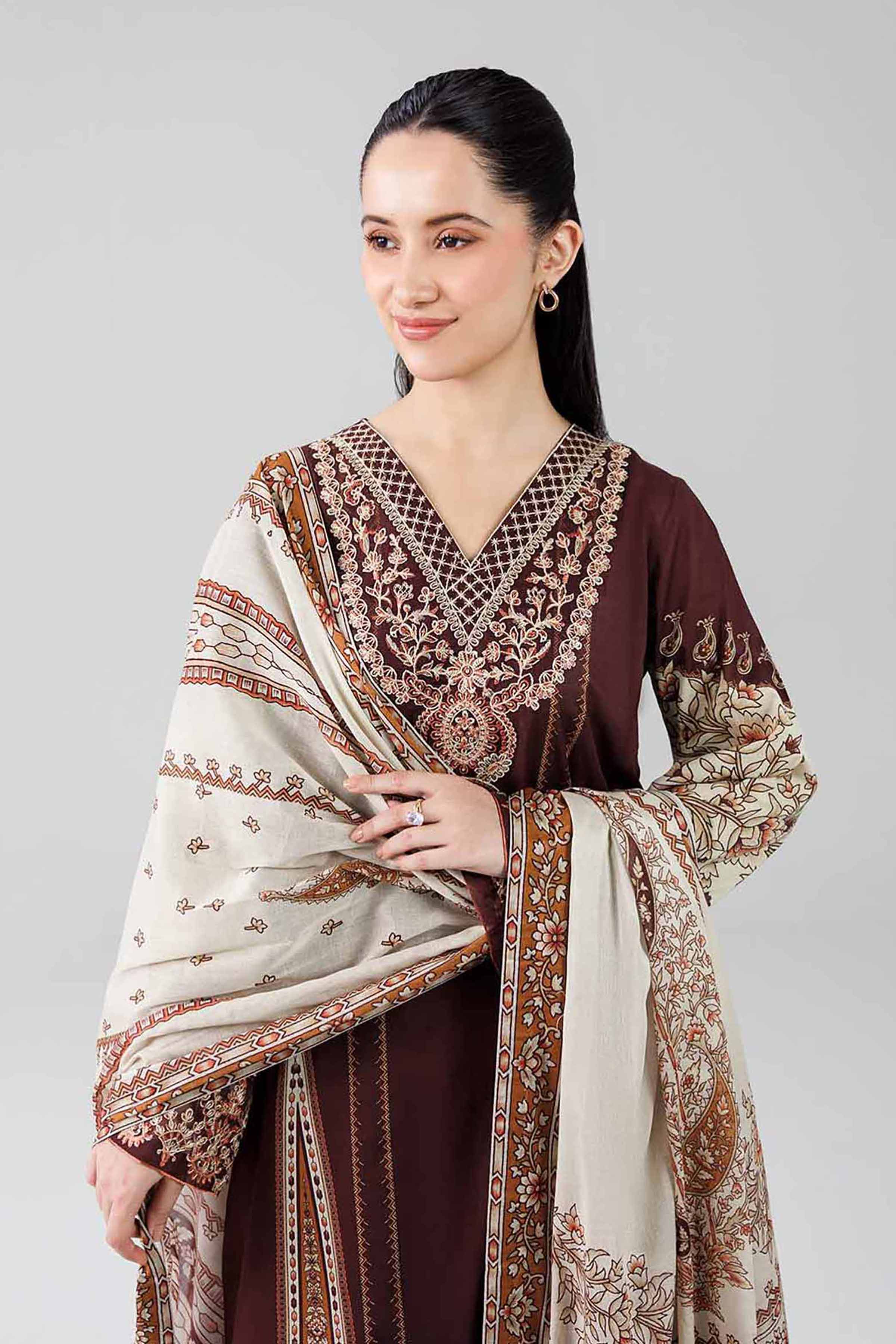 3 Piece - Digital Printed Embroidered Suit - 42601834
