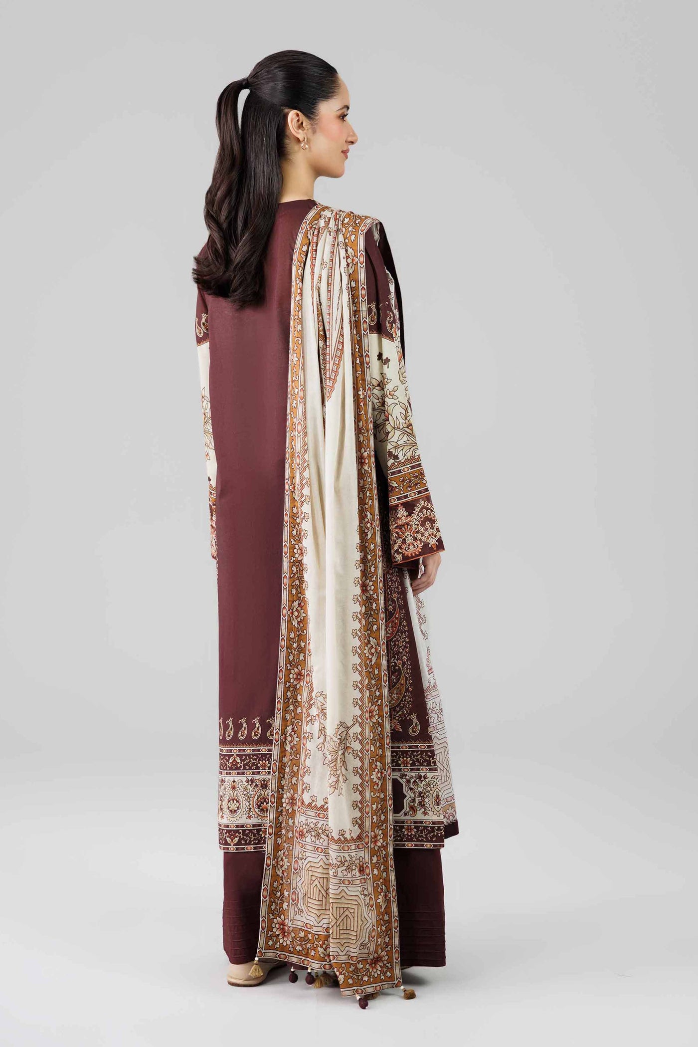 3 Piece Embroidered Raw Silk Suit