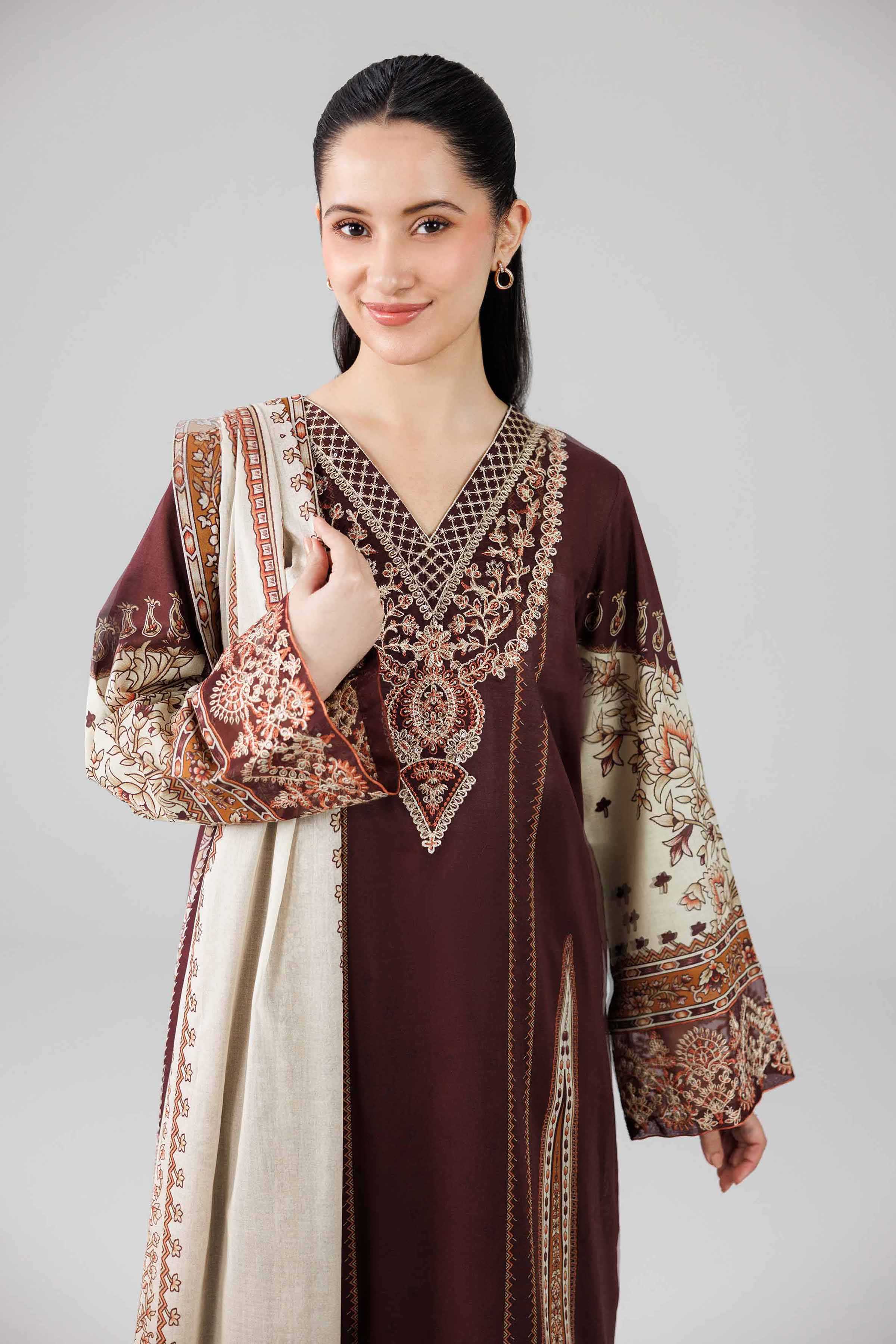 3 Piece - Digital Printed Embroidered Suit - 42601834