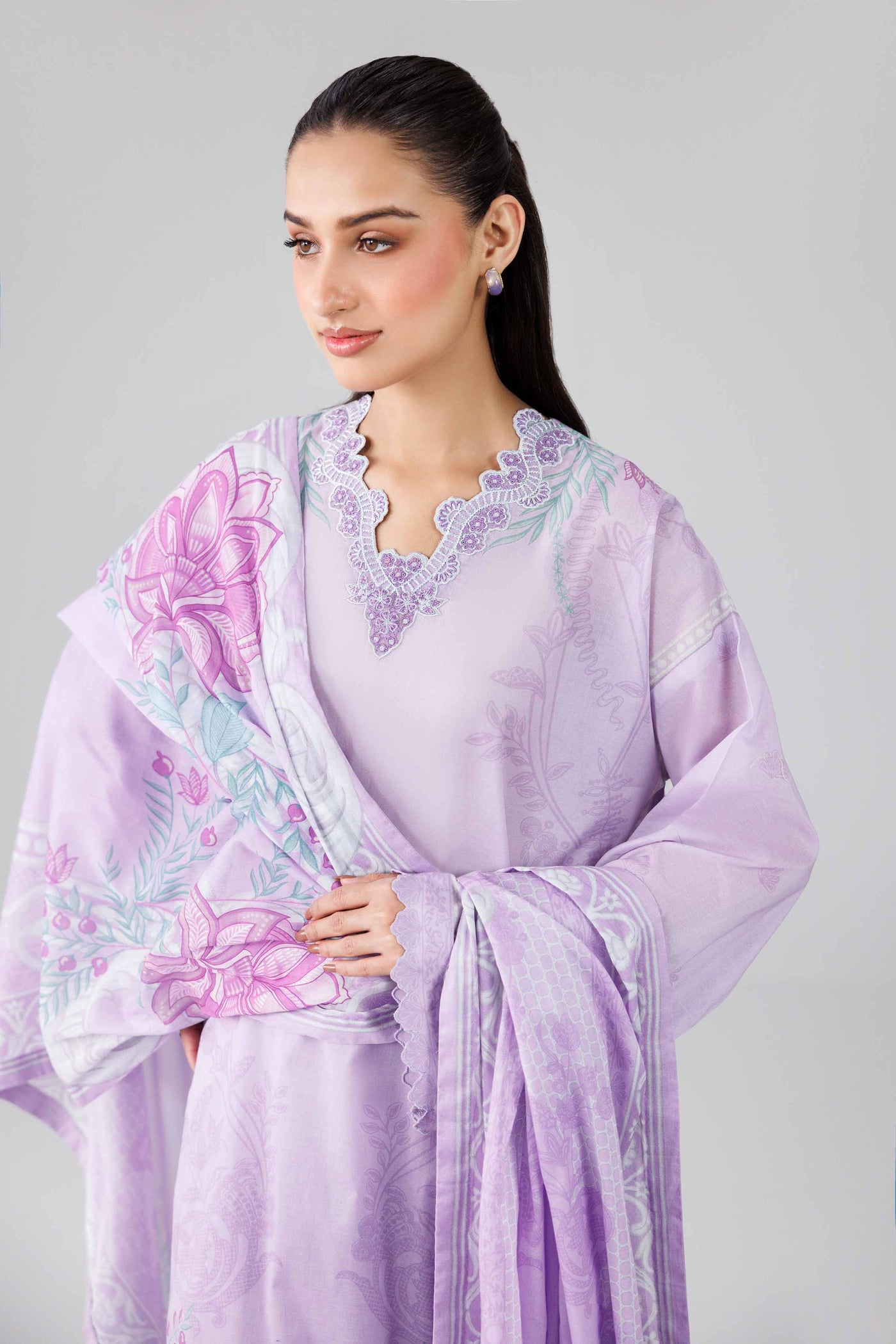 3 Piece Embroidered Slub Khaddar Suit