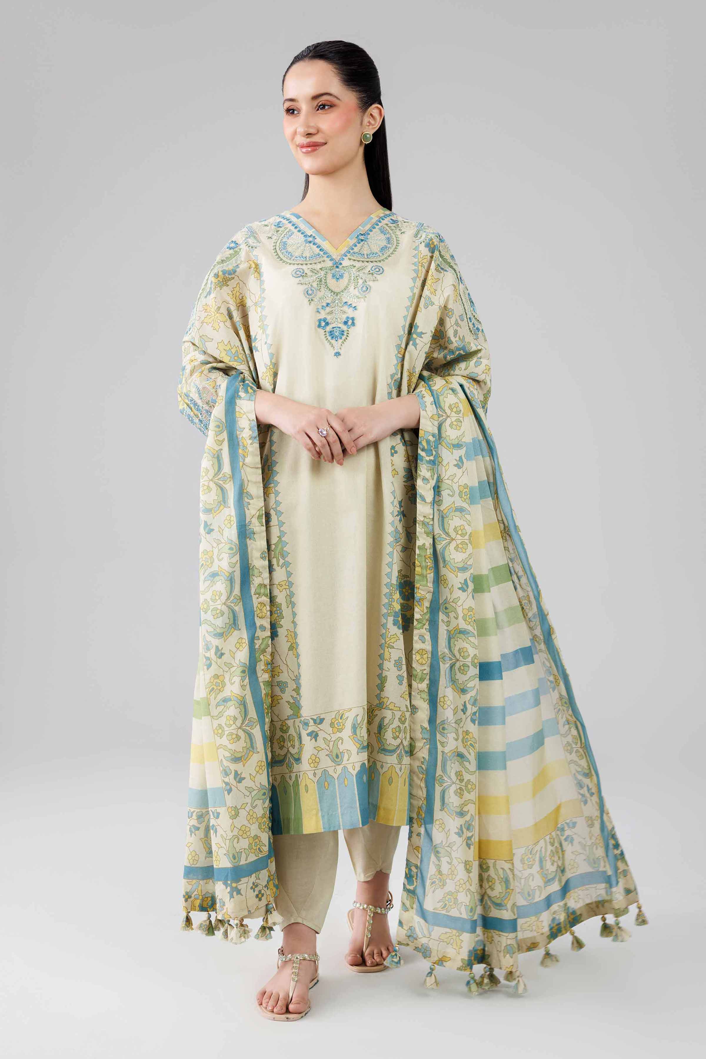3 Piece - Digital Printed Embroidered Suit - 42601838