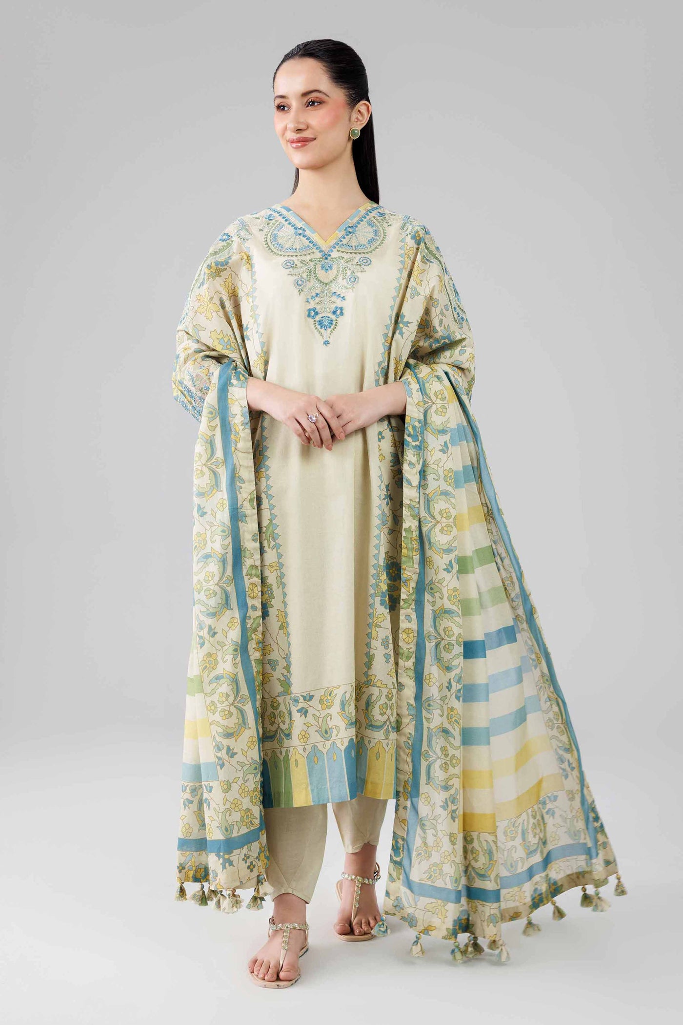 3 Piece Unstitched Embroidered Organza Suit