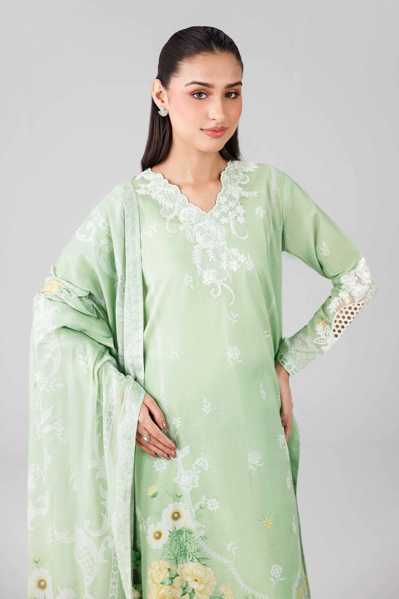 3 Piece Unstitched Embroidered Linen Suit
