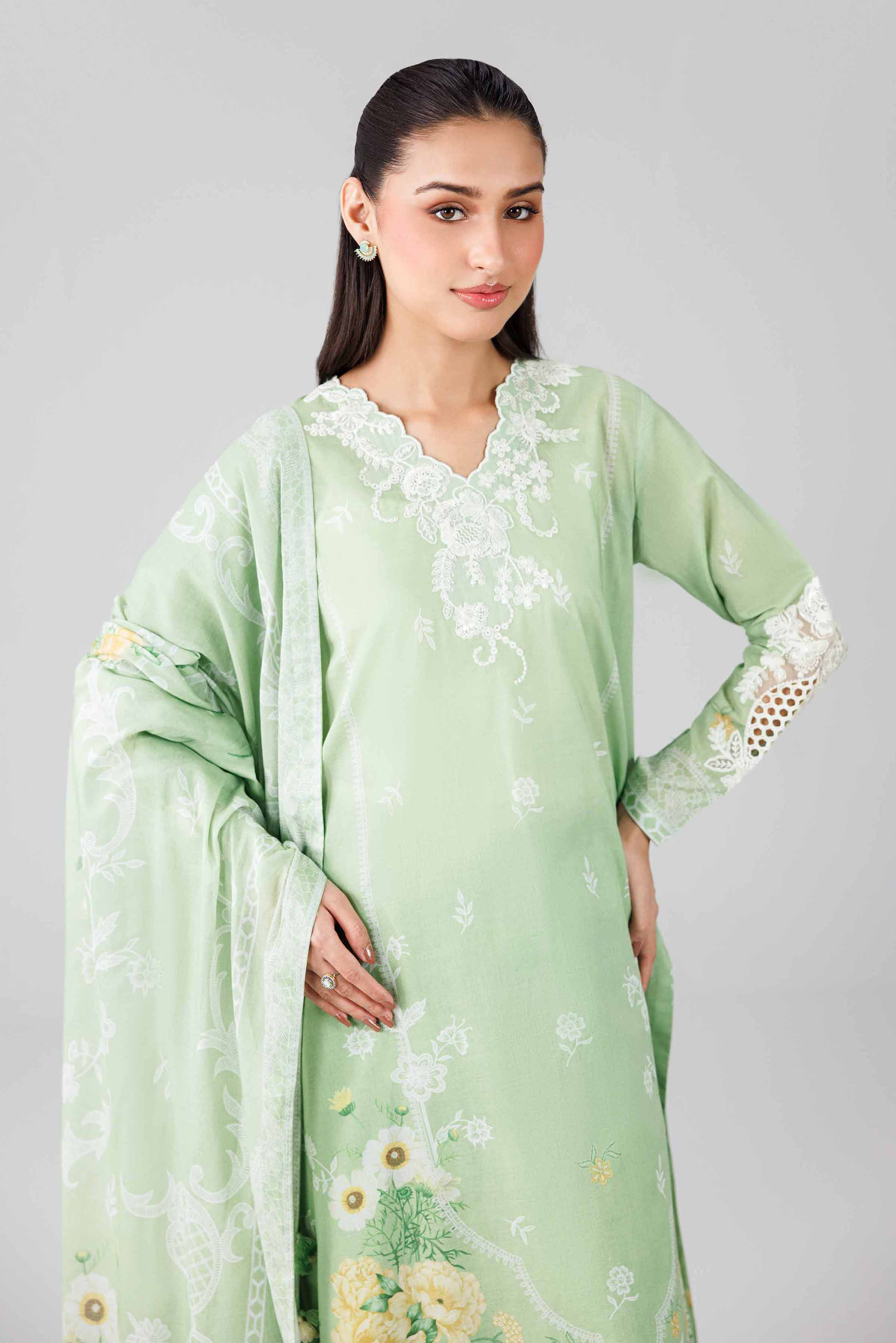 3 Piece Unstitched Embroidered Linen Suit