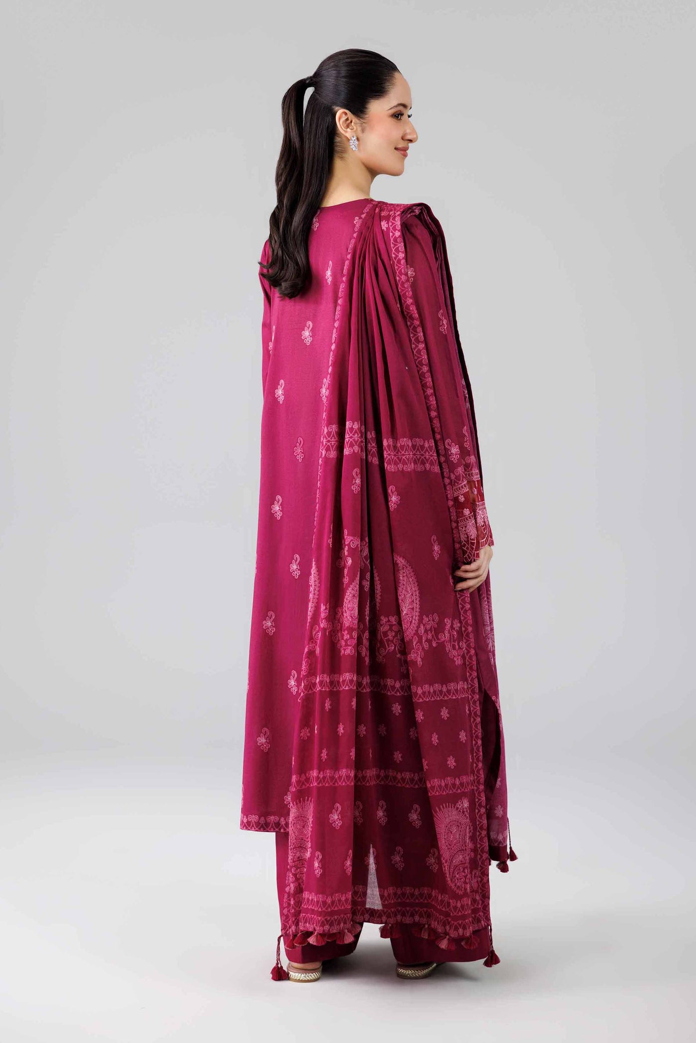 3 Piece Embroidered Raw Silk Suit