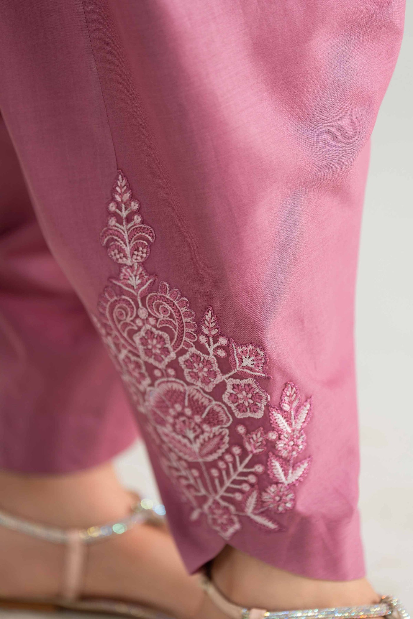 3 Piece Embroidered Satin Silk Suit