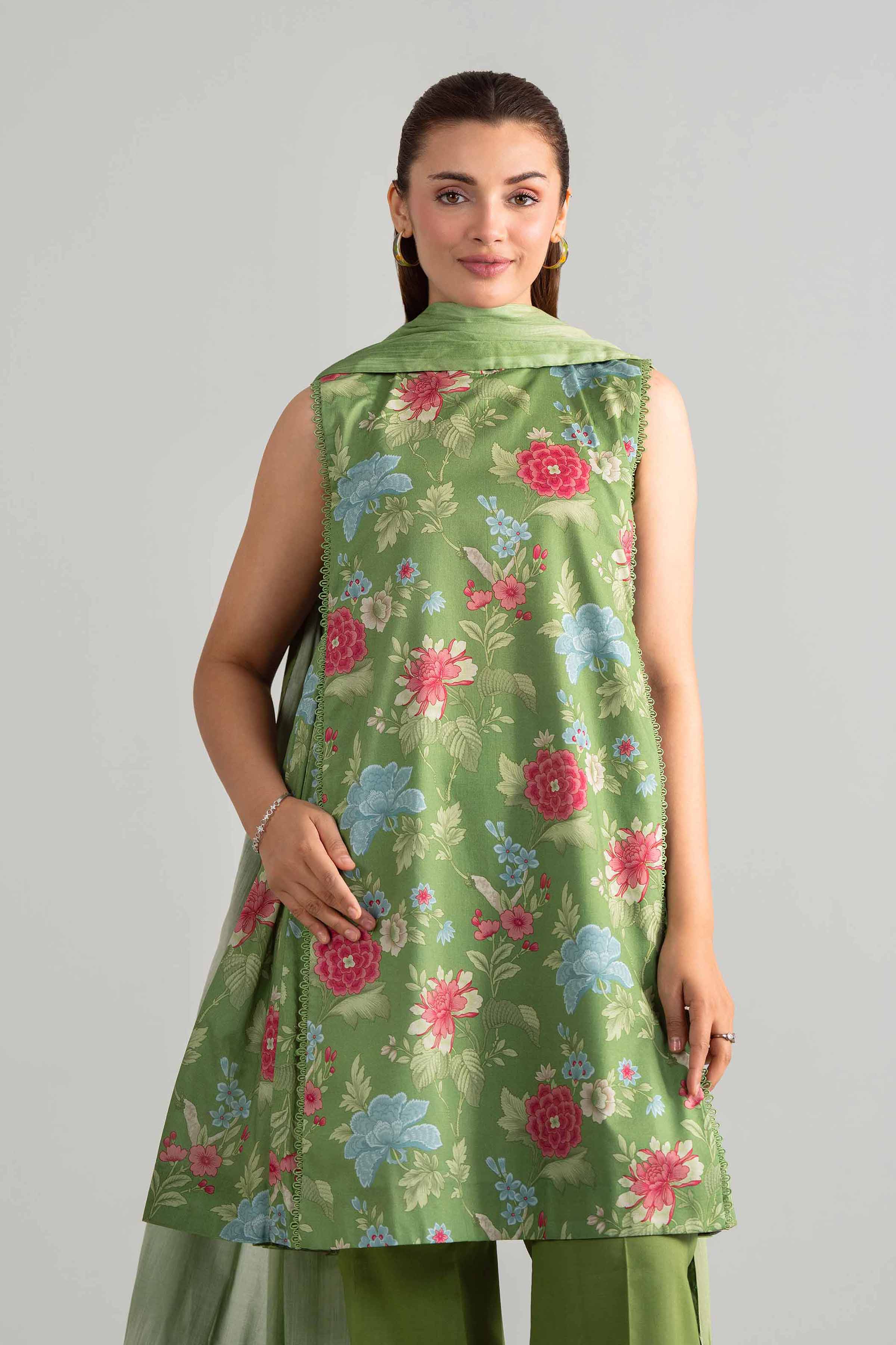 3 Piece Unstitched Embroidered Twill Linen Suit