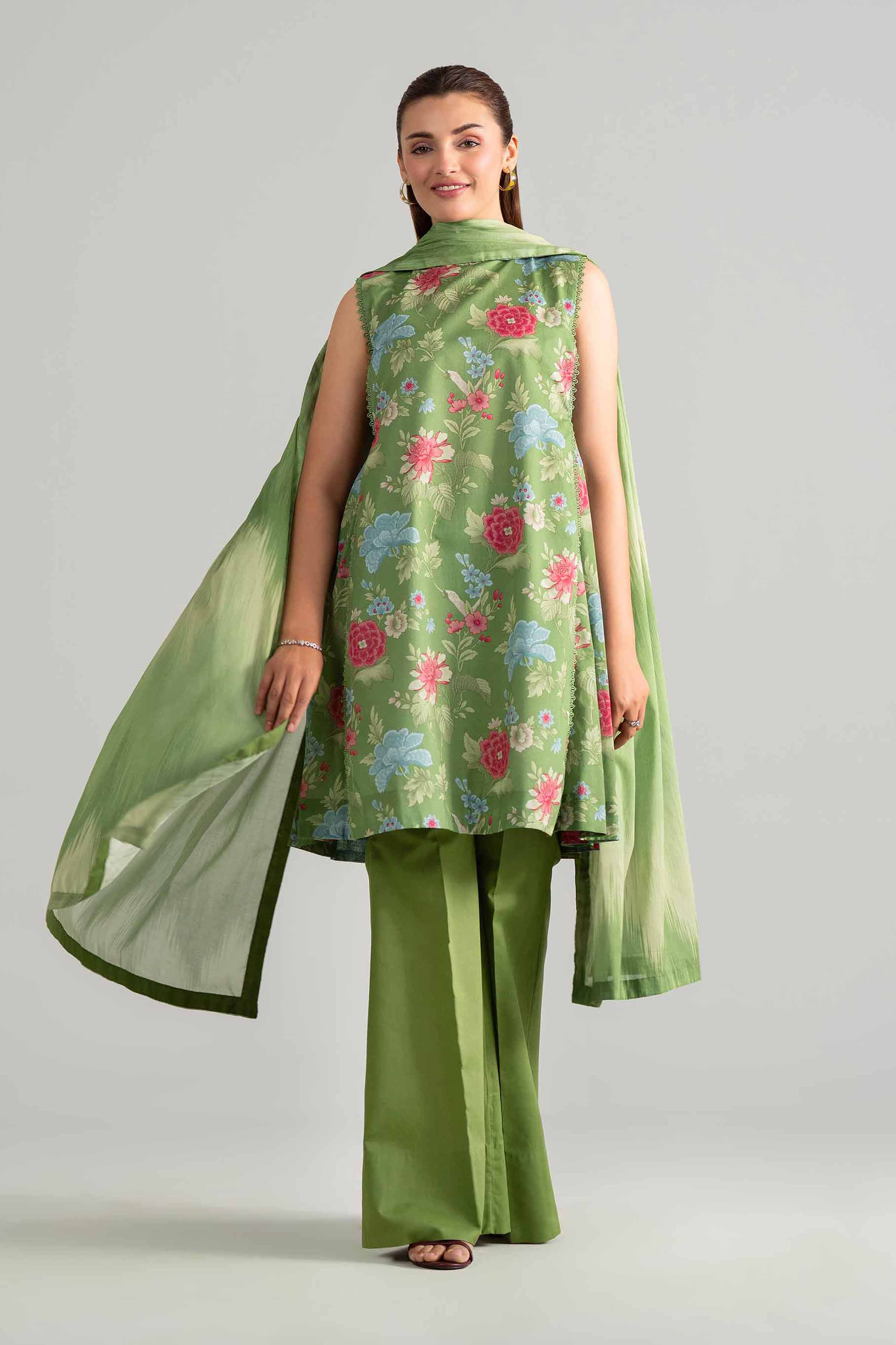 3 Piece Unstitched Embroidered Twill Linen Suit