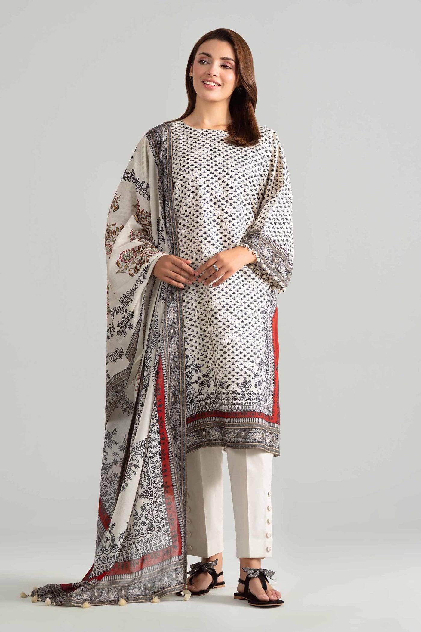3 Piece Embroidered Organza Suit