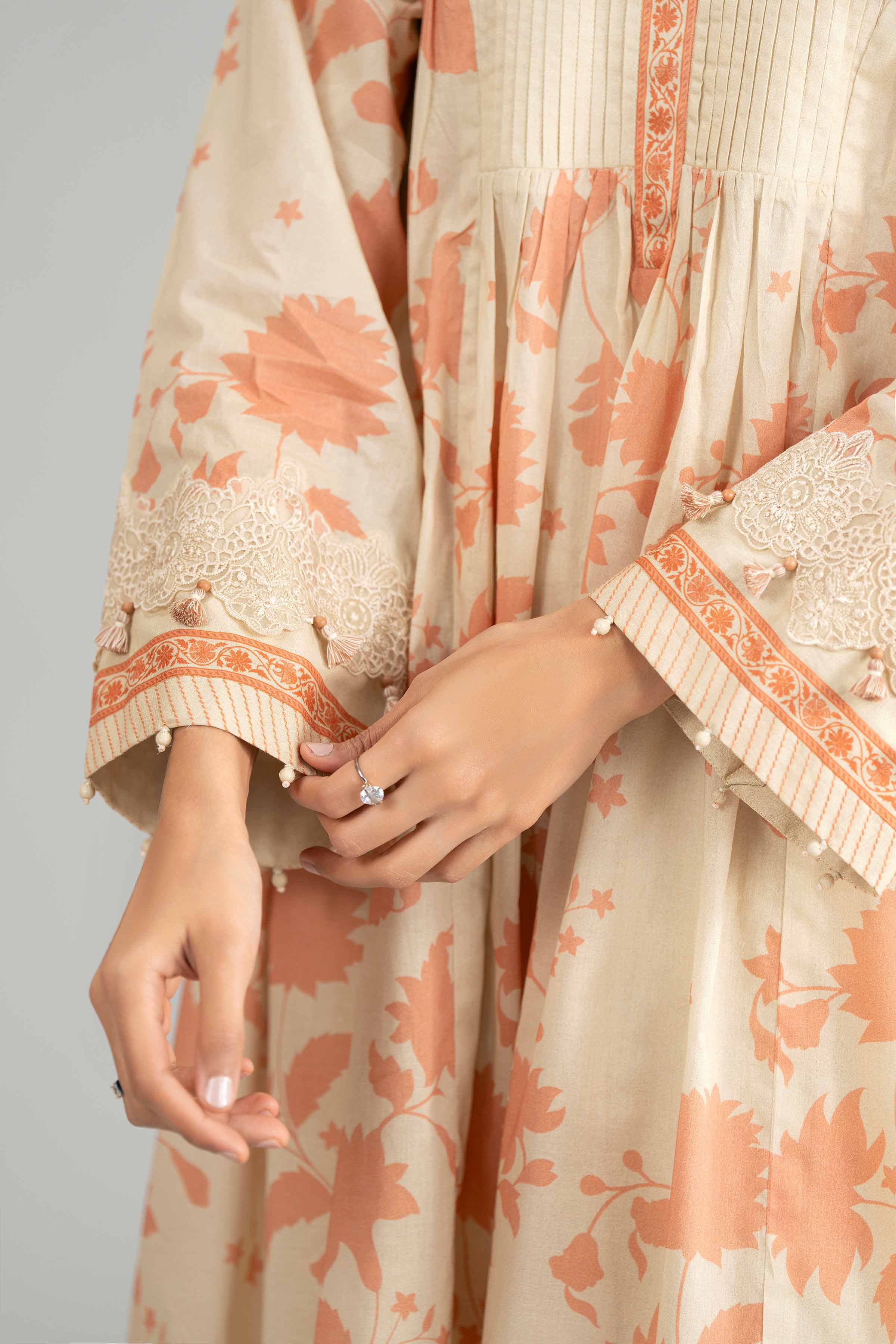 3 Piece - Printed Embroidered Suit - 42601854