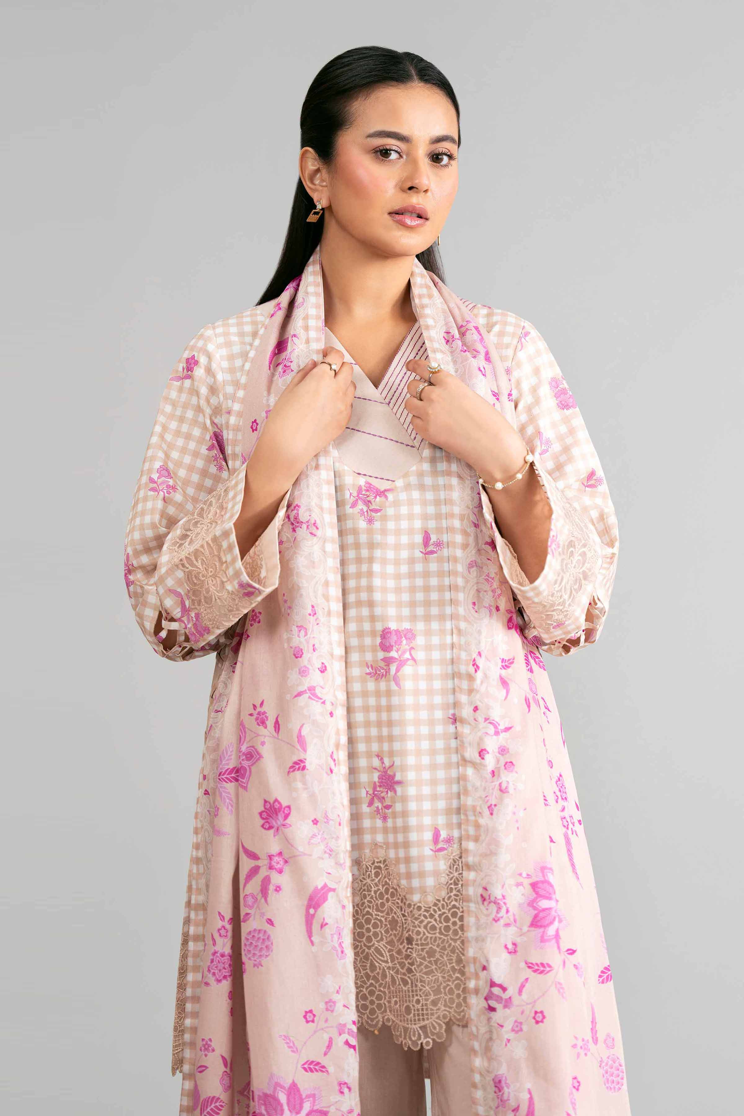 3 Piece - Printed Embroidered Suit - 42601857