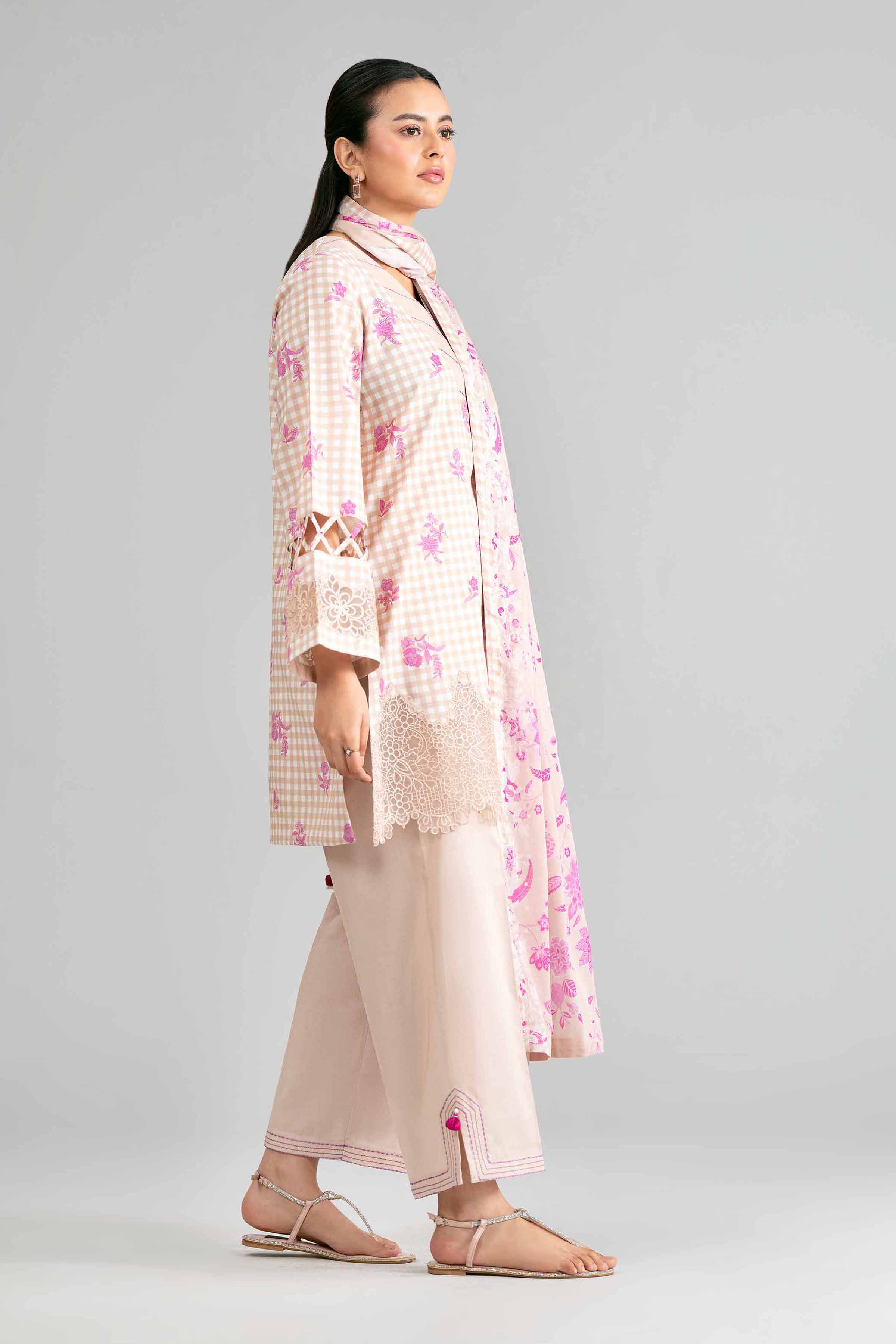 3 Piece - Printed Embroidered Suit - 42601857