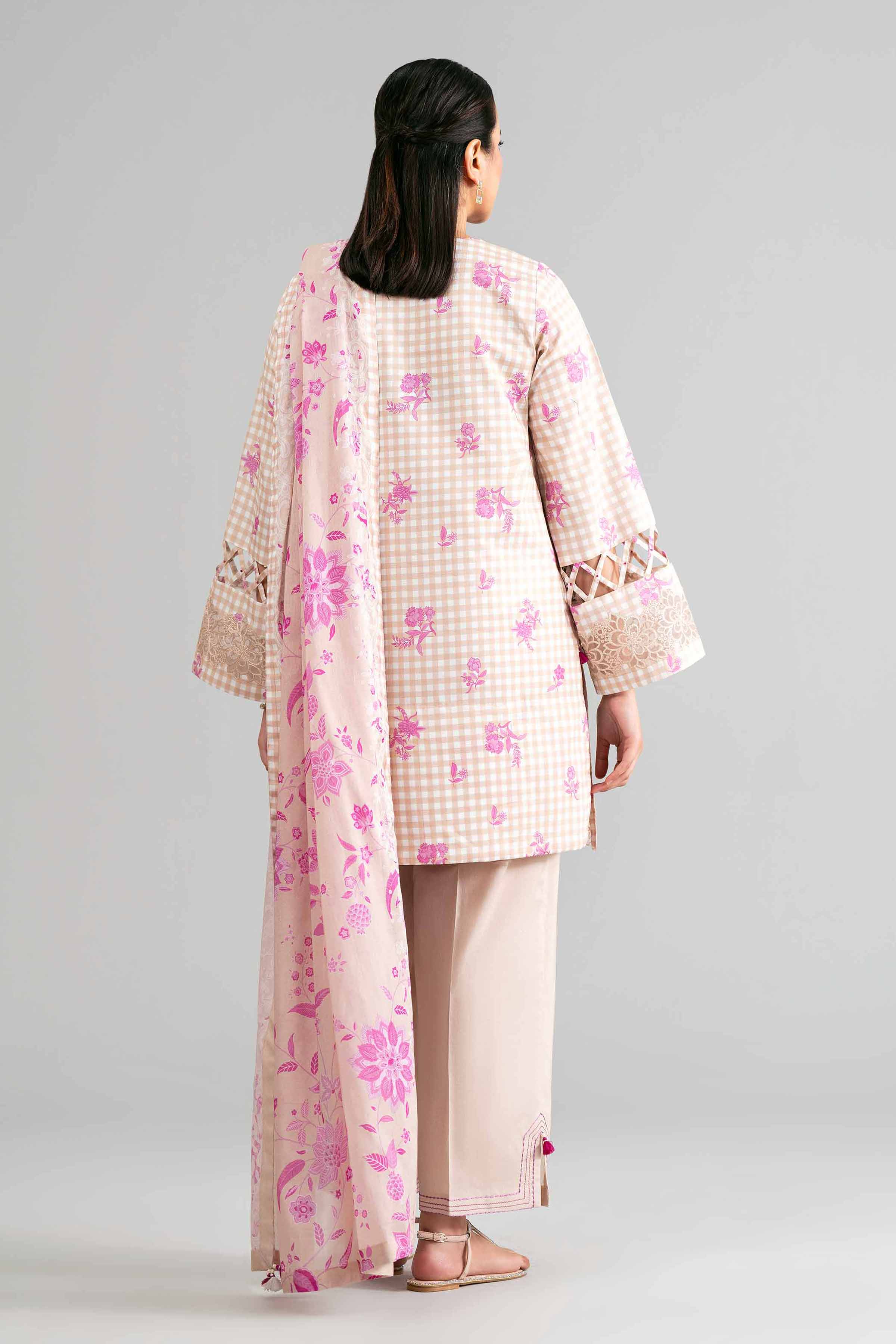 3 Piece - Printed Embroidered Suit - 42601857