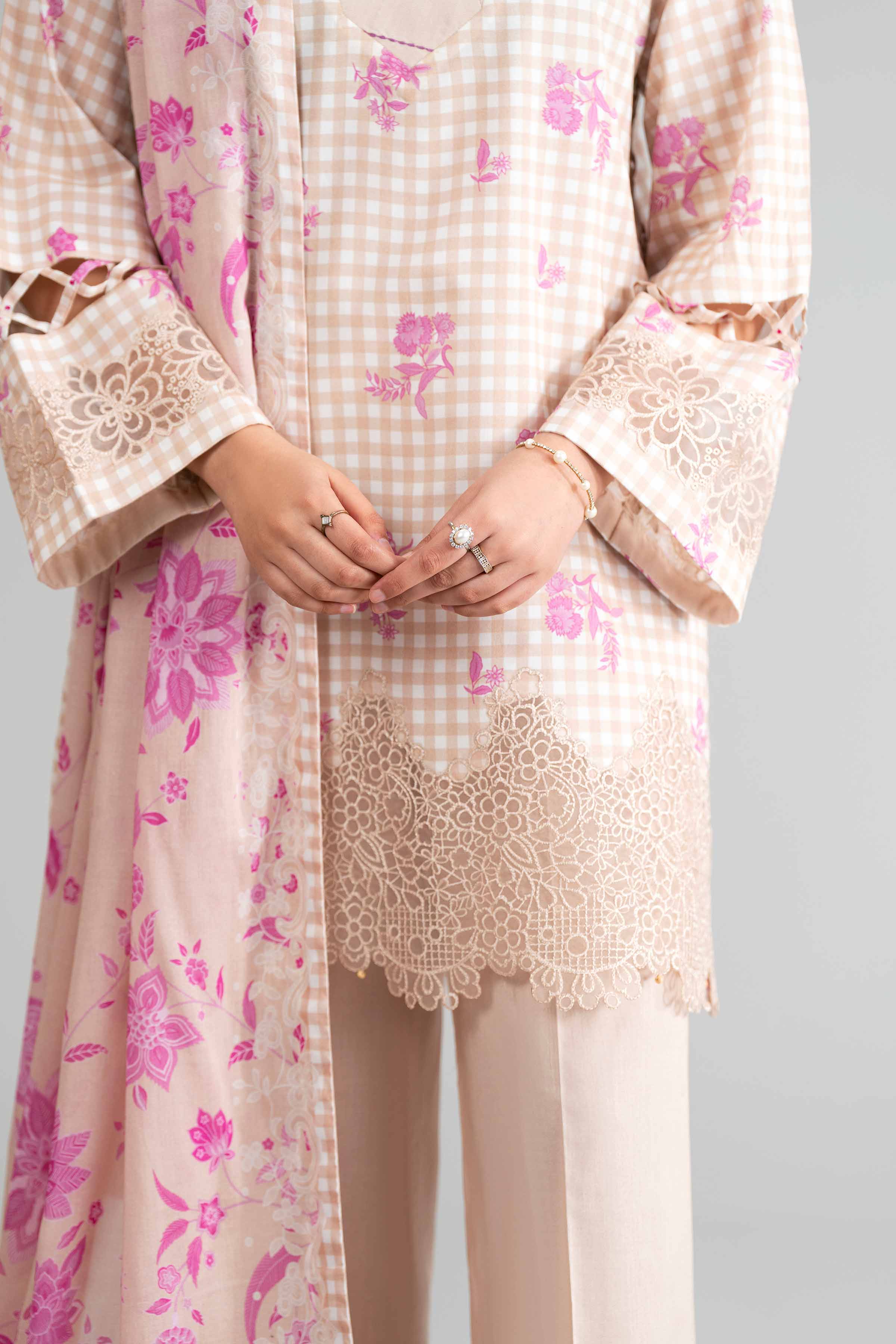 3 Piece - Printed Embroidered Suit - 42601857
