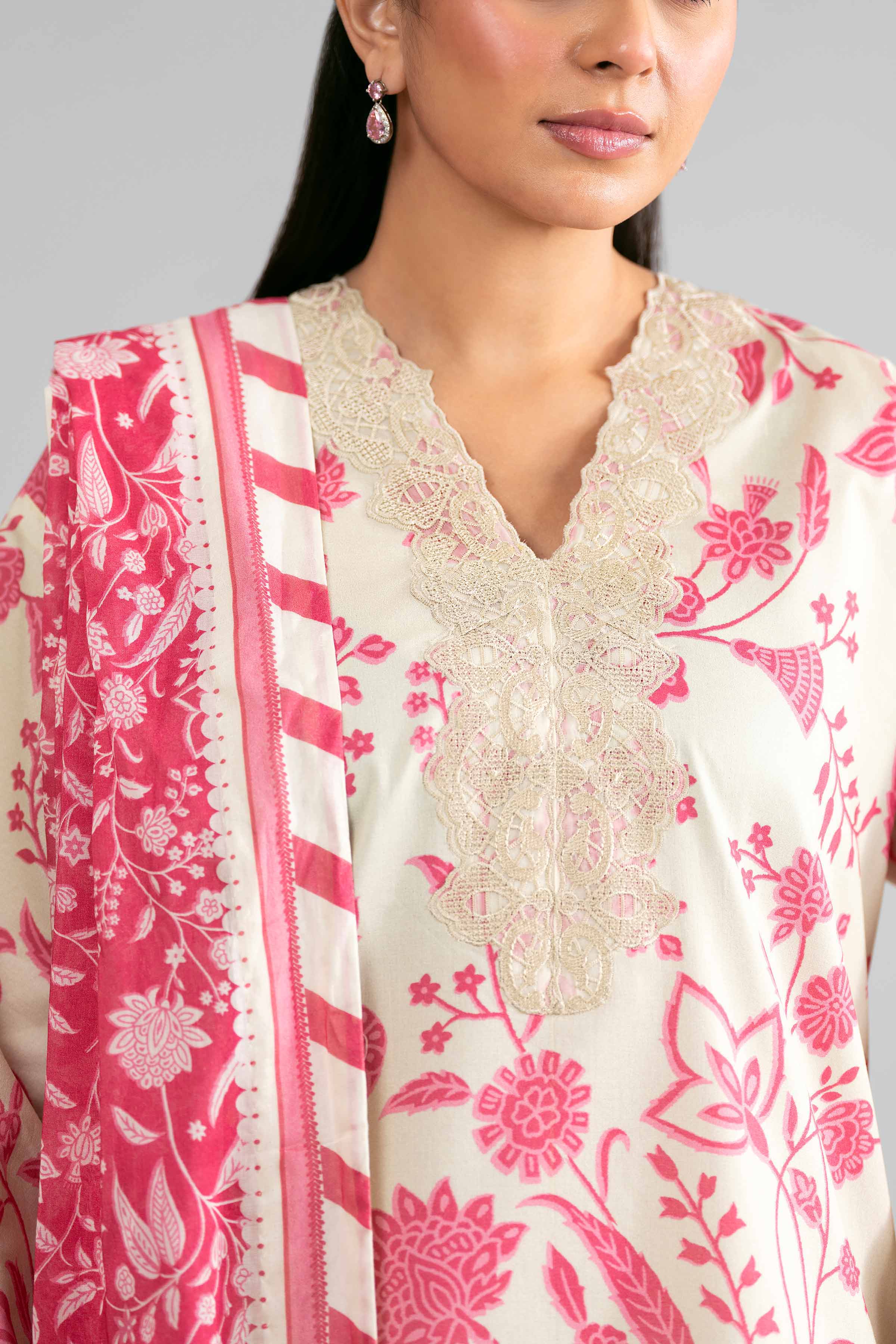 3 Piece - Printed Embroidered Suit - 42601858