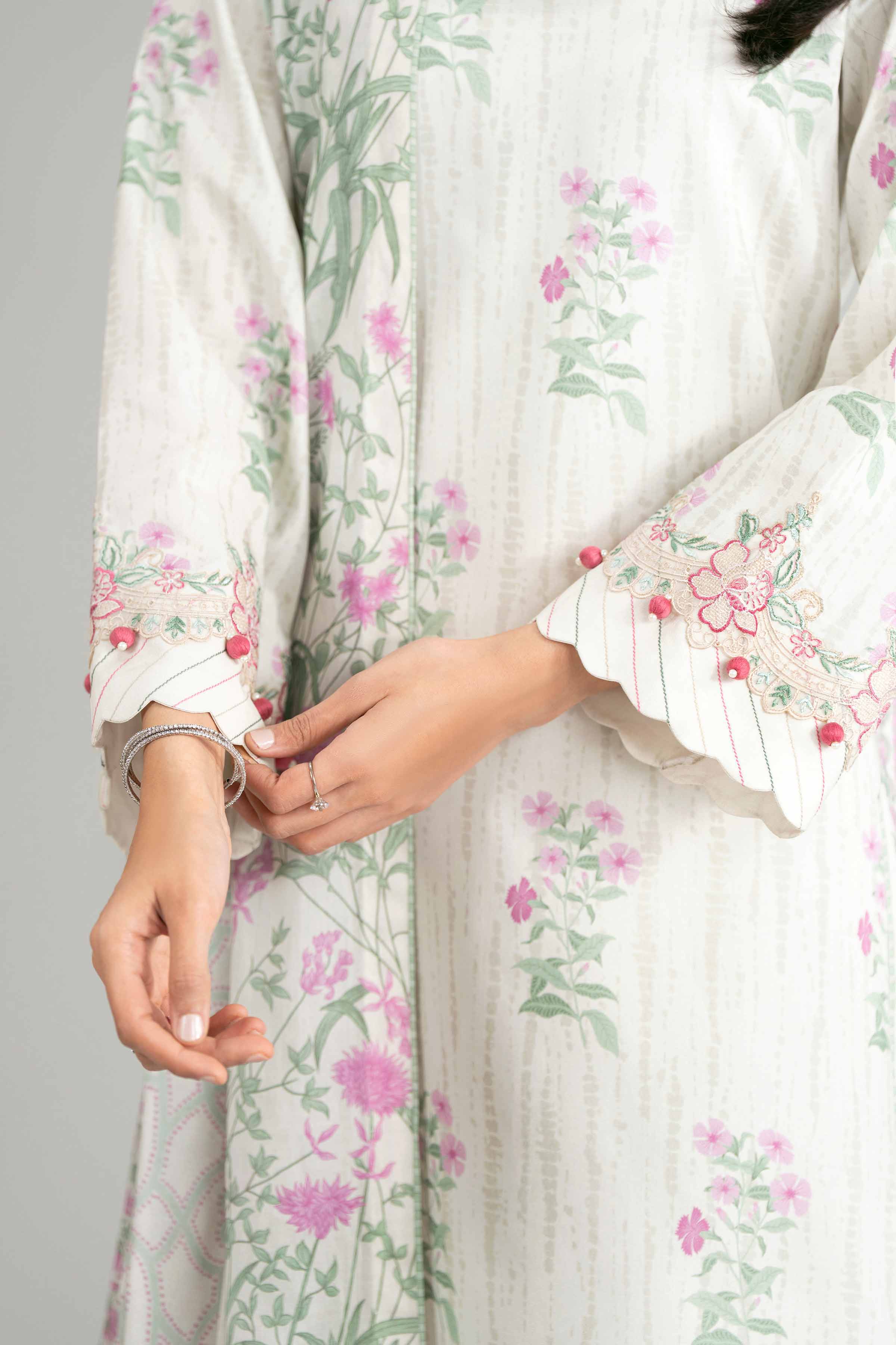 3 Piece Embellished Crepe Suit