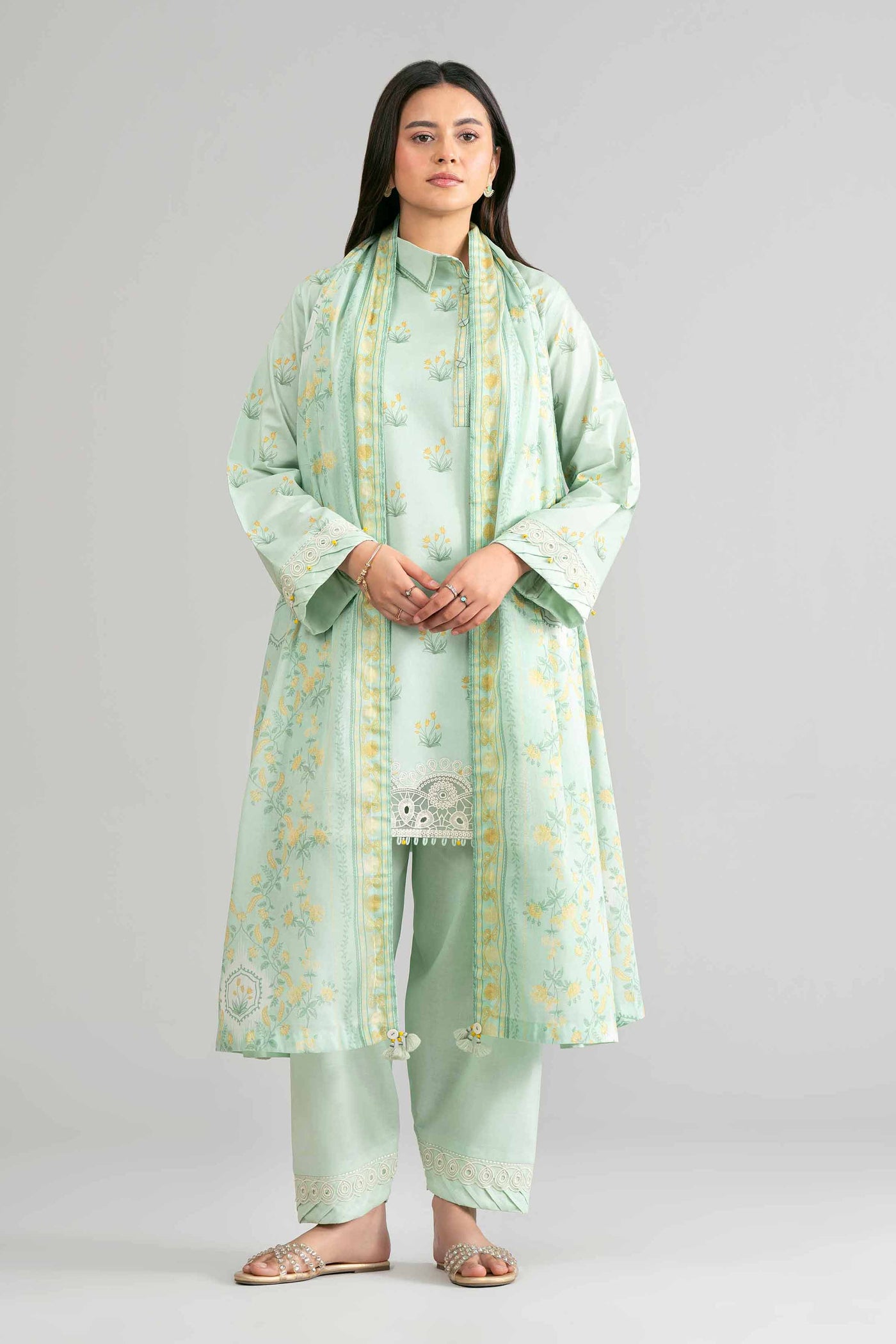 3 Piece Embroidered Organza Suit