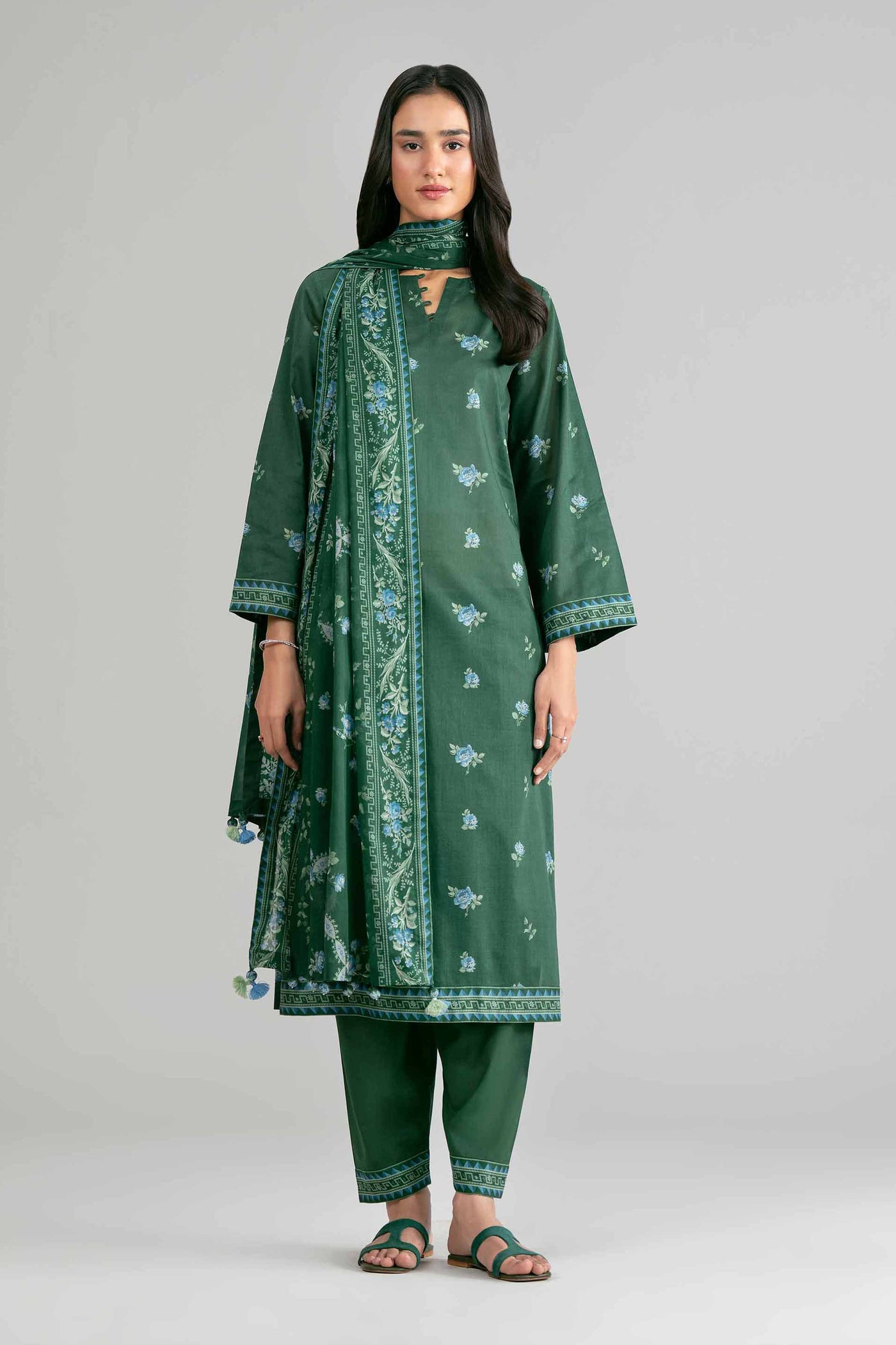 3 Piece Embroidered Chiffon Suit | MCS-25-101