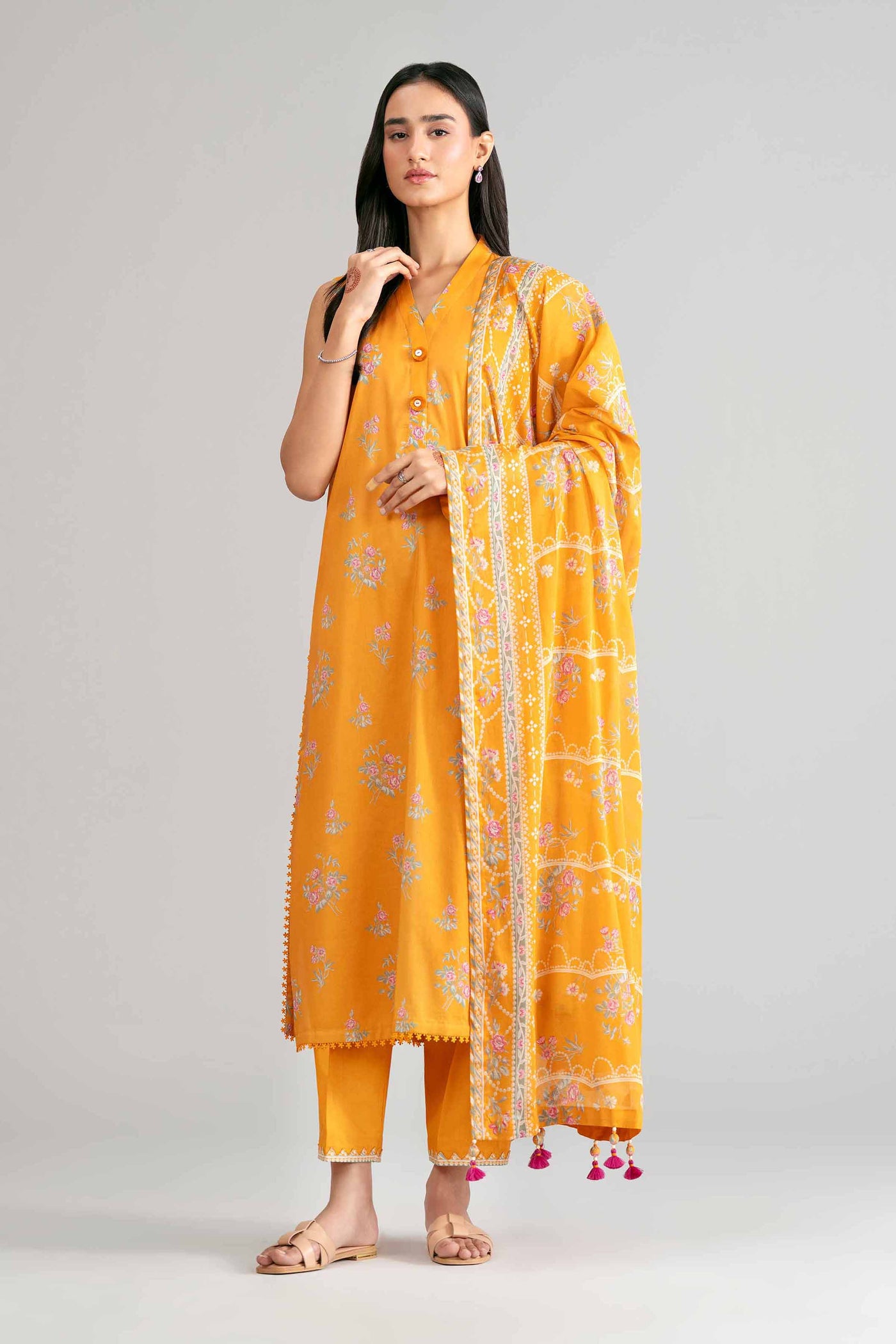 3 Piece Embroidered Chiffon Suit | MCS-25-106