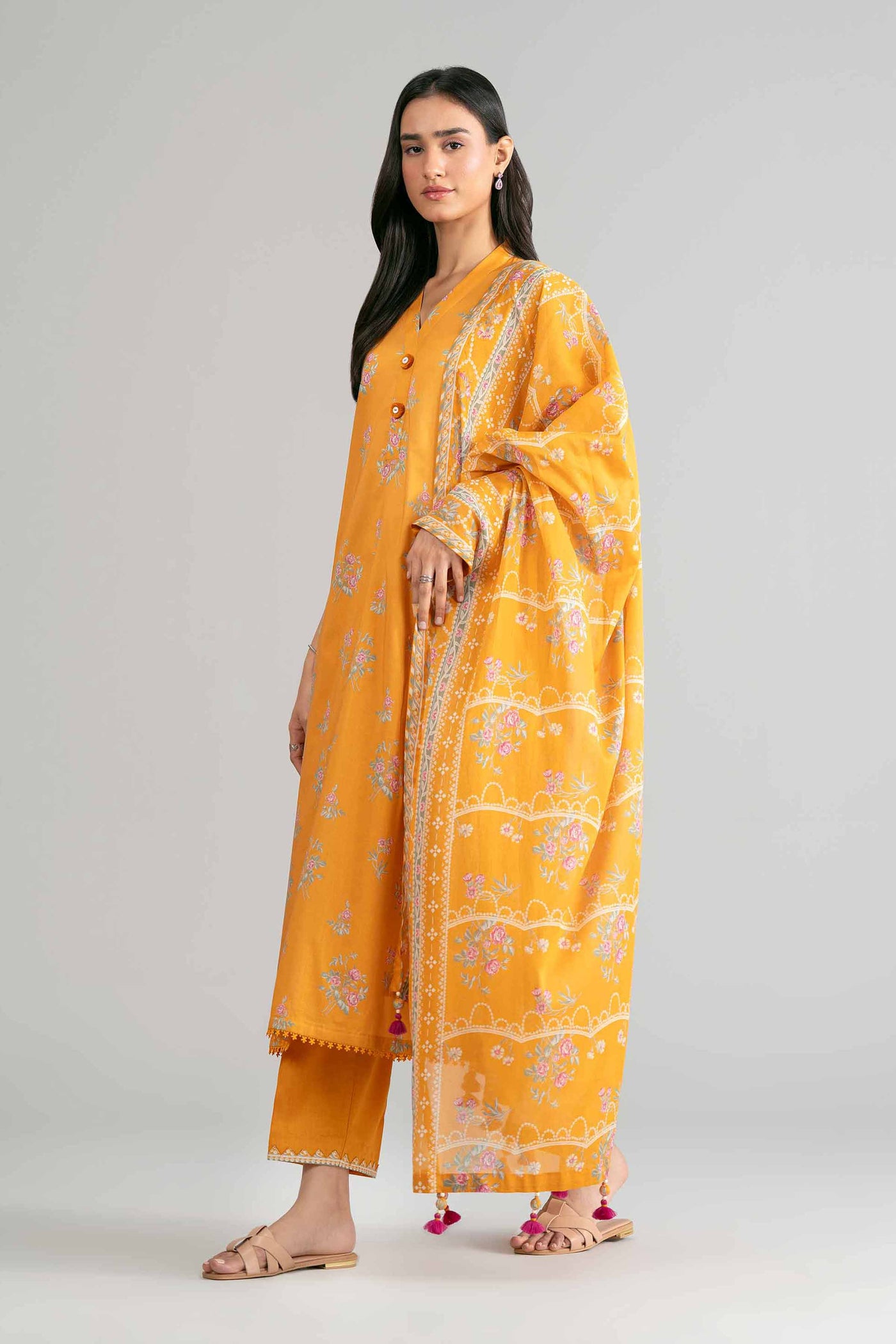 3 Piece Embroidered Chiffon Suit | MCS-25-106