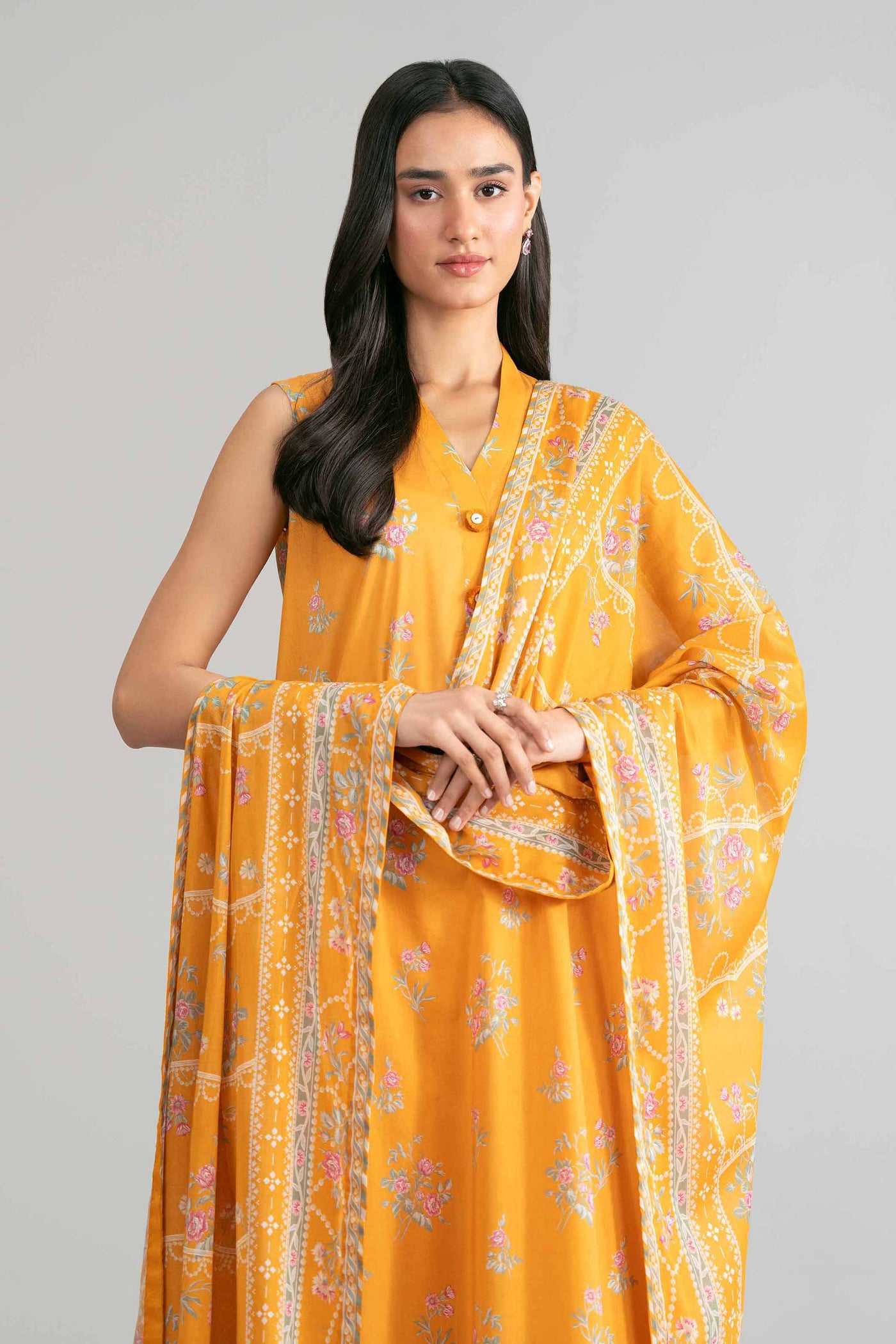 3 Piece Embroidered Chiffon Suit | MCS-25-106