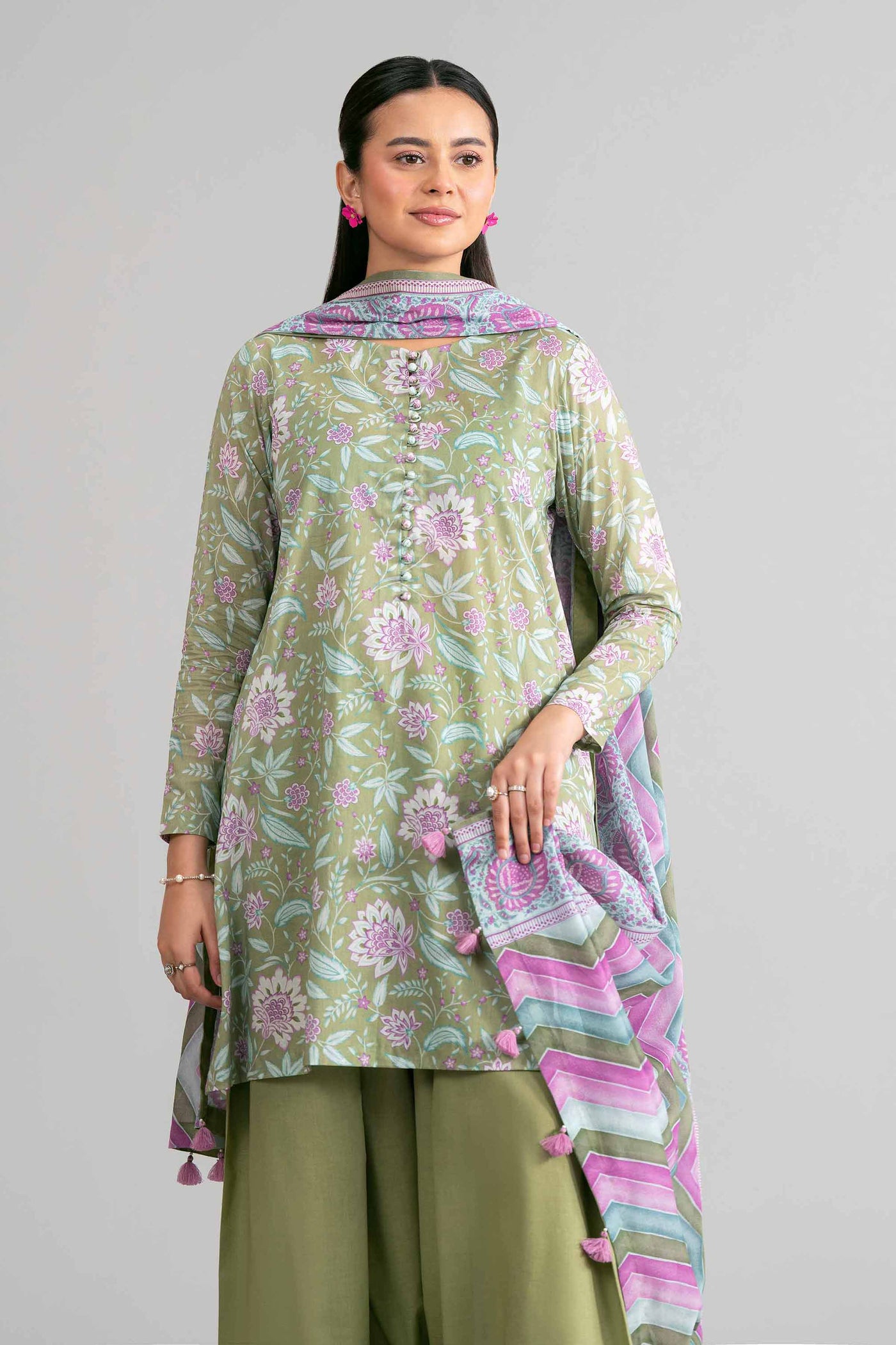 3 Piece Unstitched Embroidered Raw Silk Suit