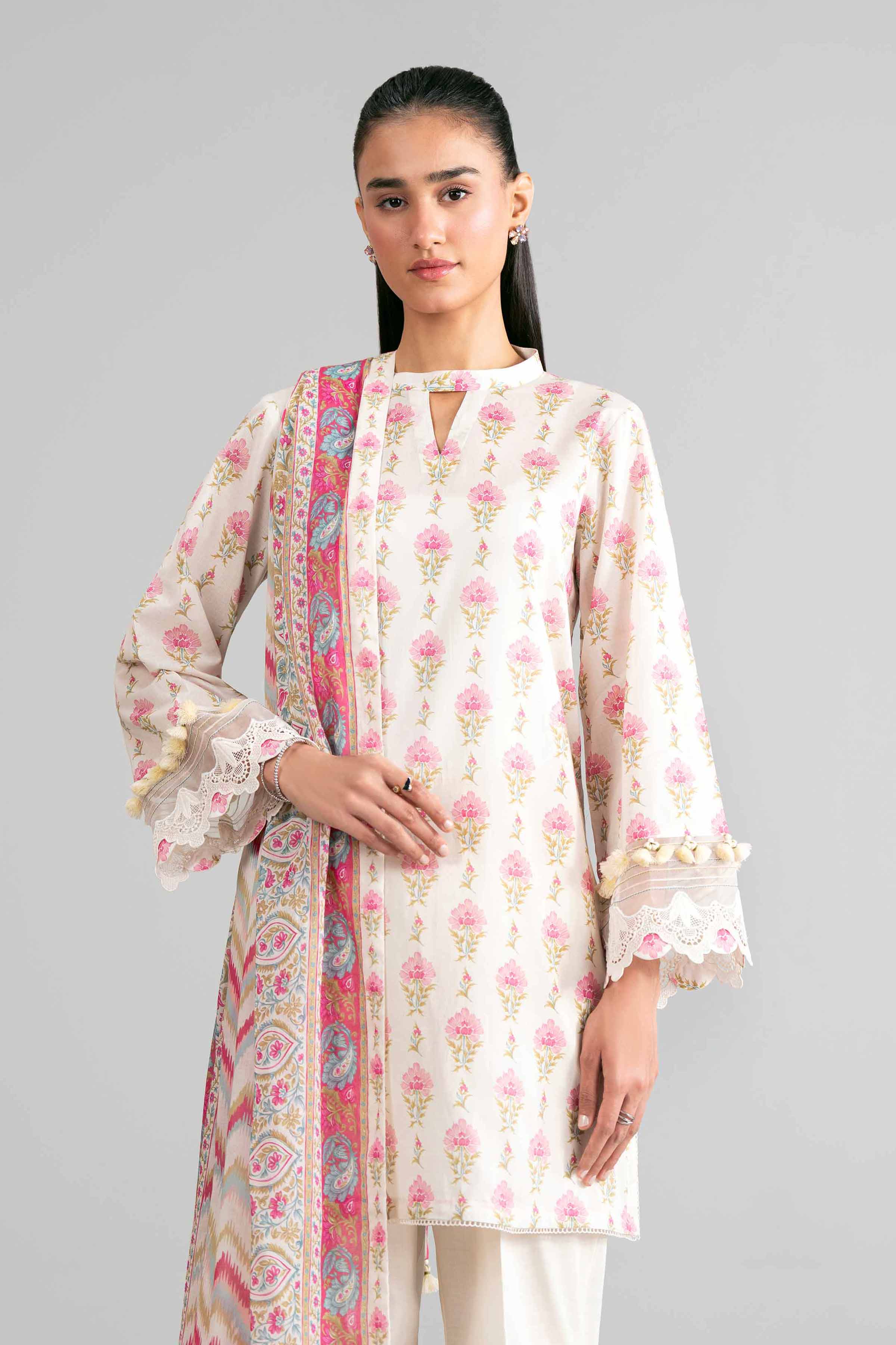 3 Piece Embroidered Shamoze Silk Suit