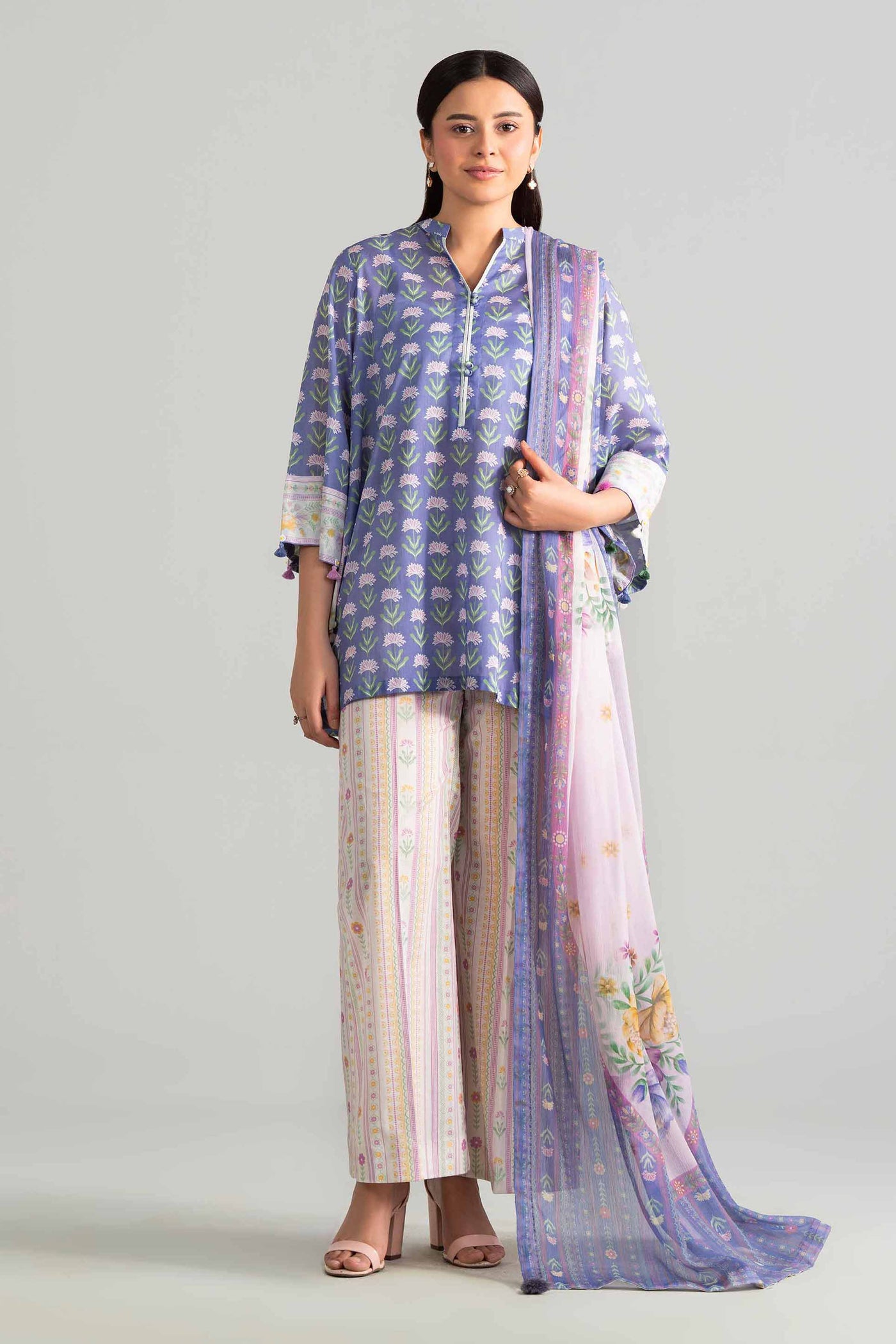 3 Piece Embroidered Organza Suit