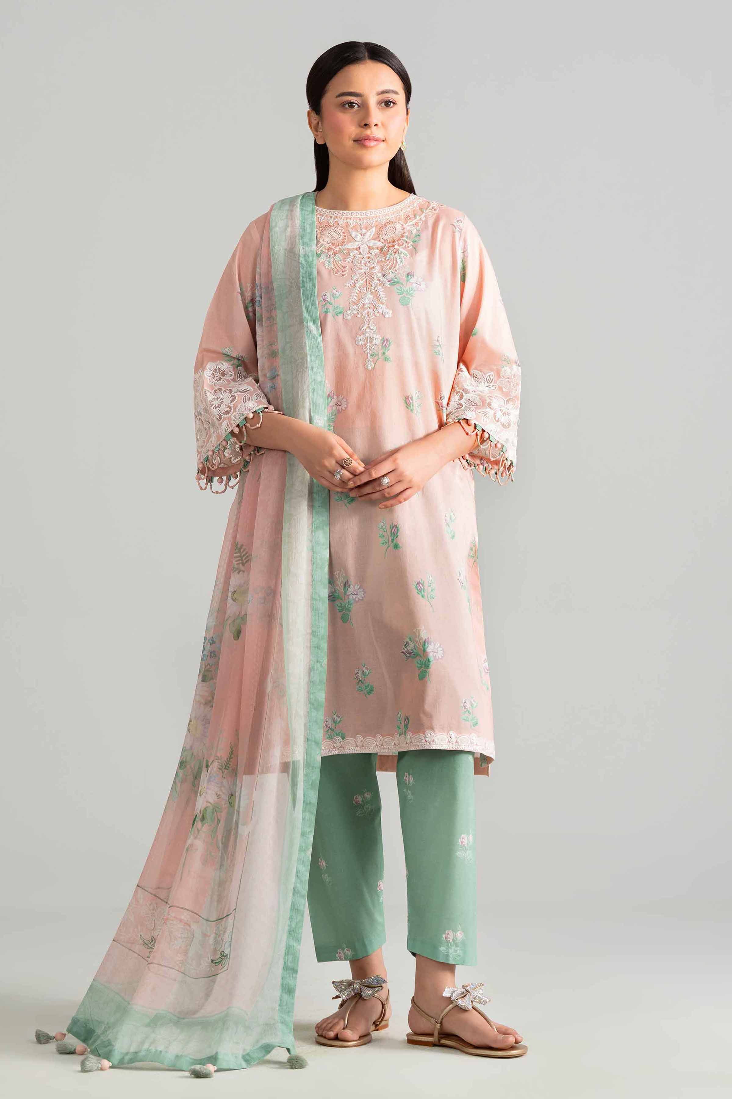 3 Piece - Digital Printed Embroidered Suit - 42601910
