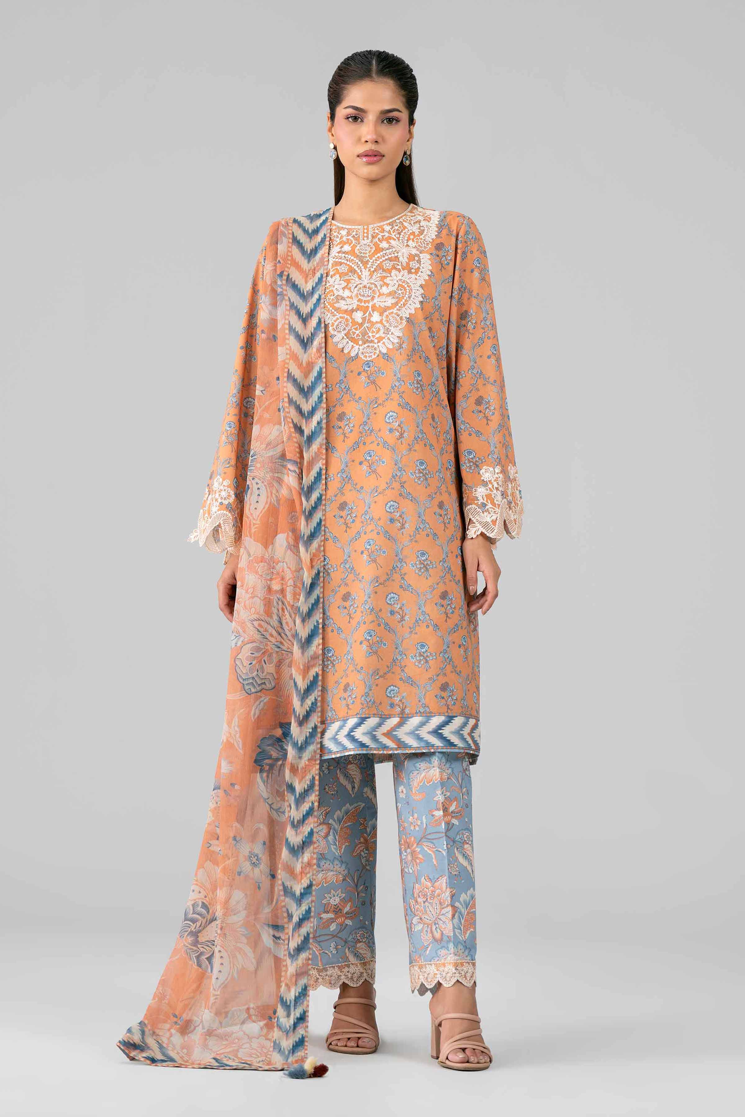 3 Piece - Digital Printed Embroidered Suit - 42601914