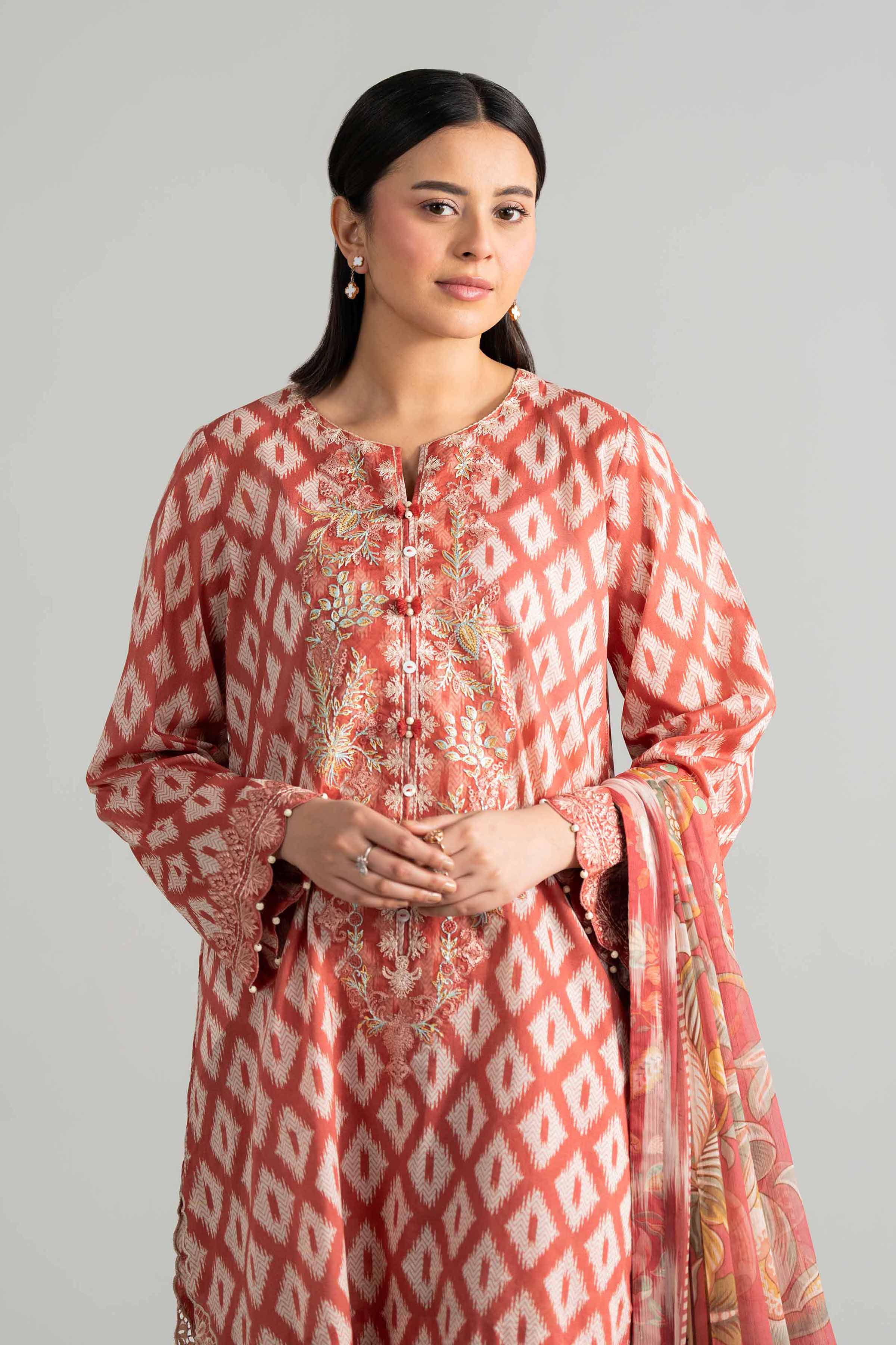 3 Piece - Digital Printed Embroidered Suit - 42601915
