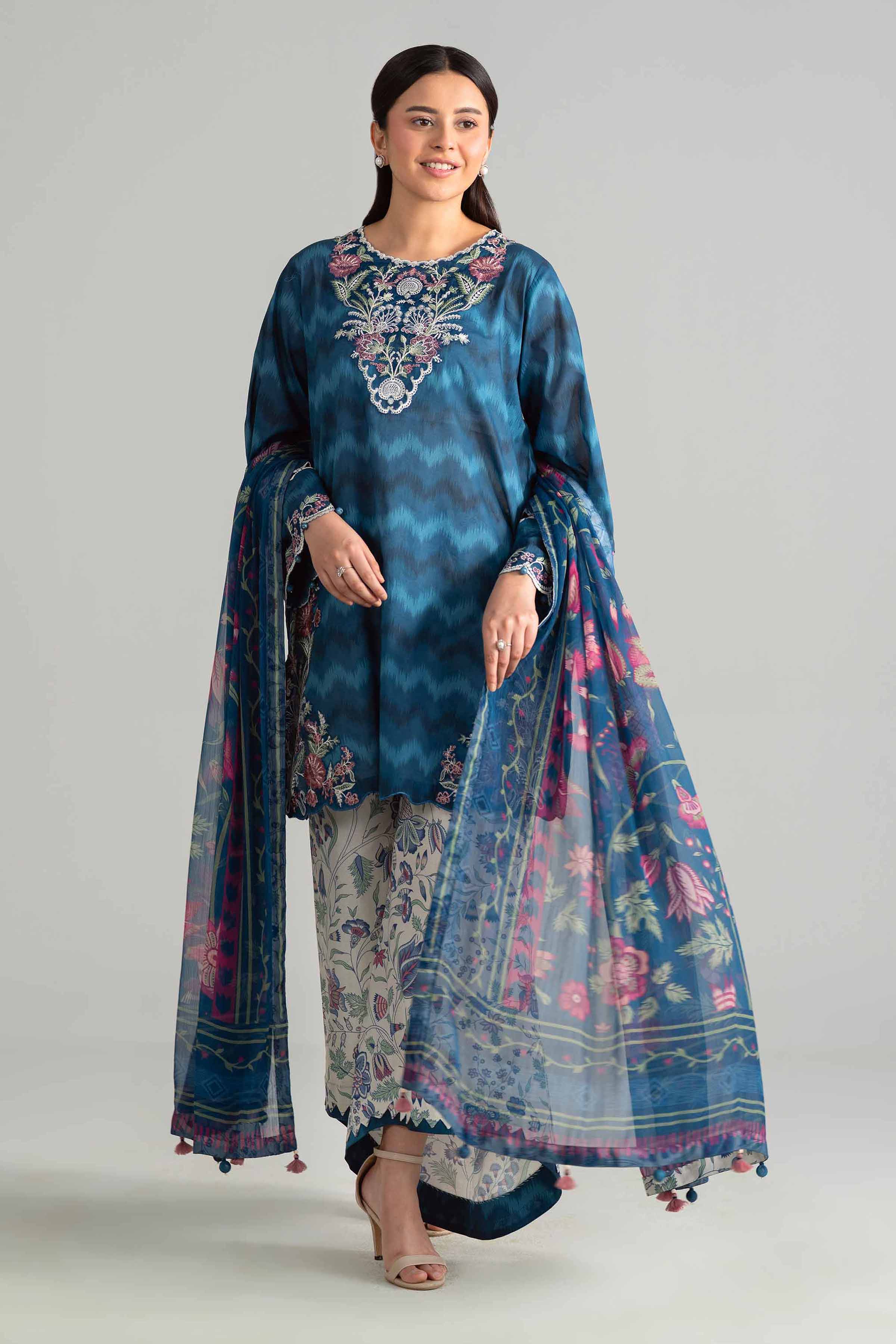 3 Piece - Digital Printed Embroidered Suit - 42601917