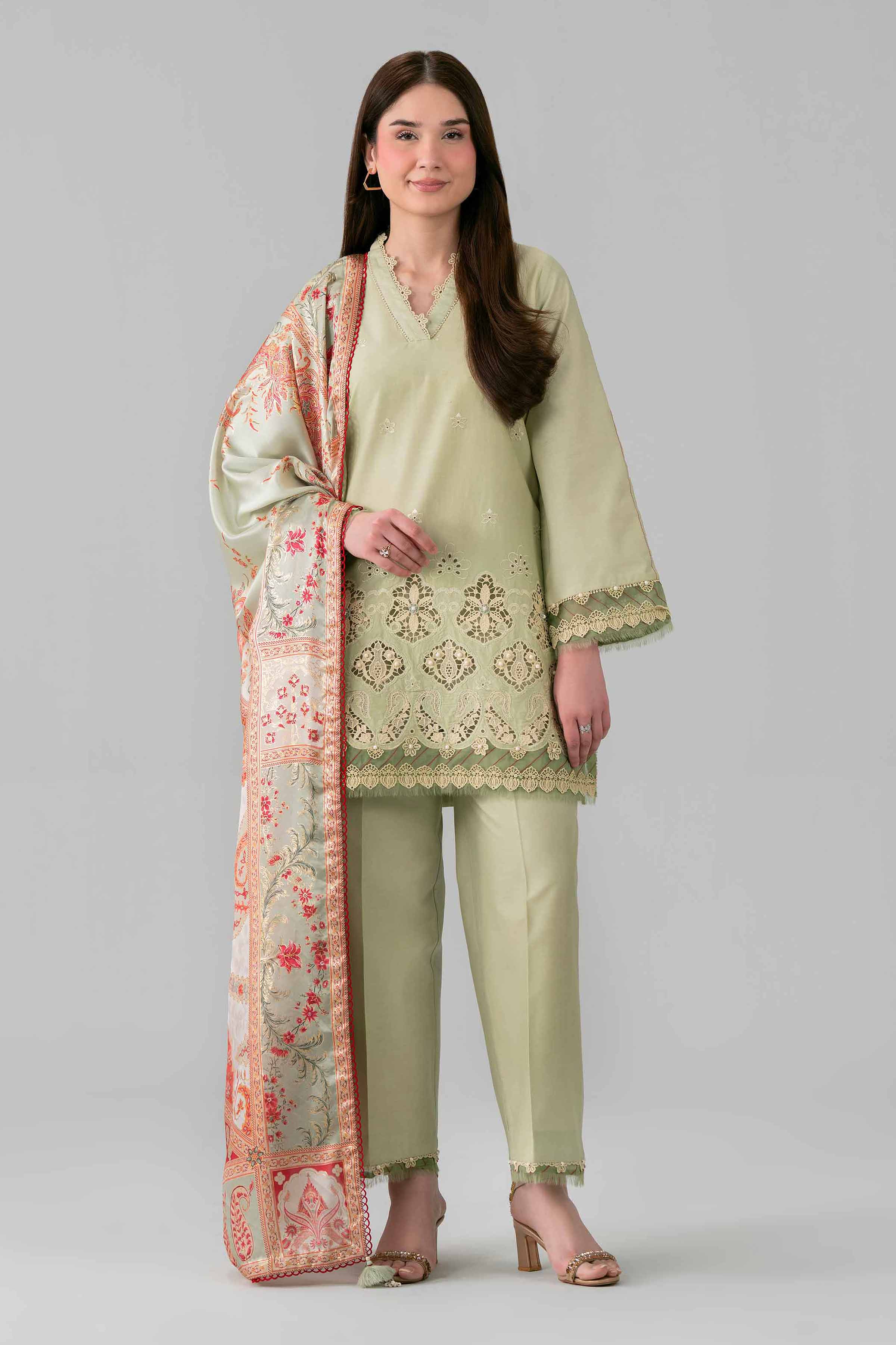 3 Piece - Digital Printed Embroidered Suit - 42601921