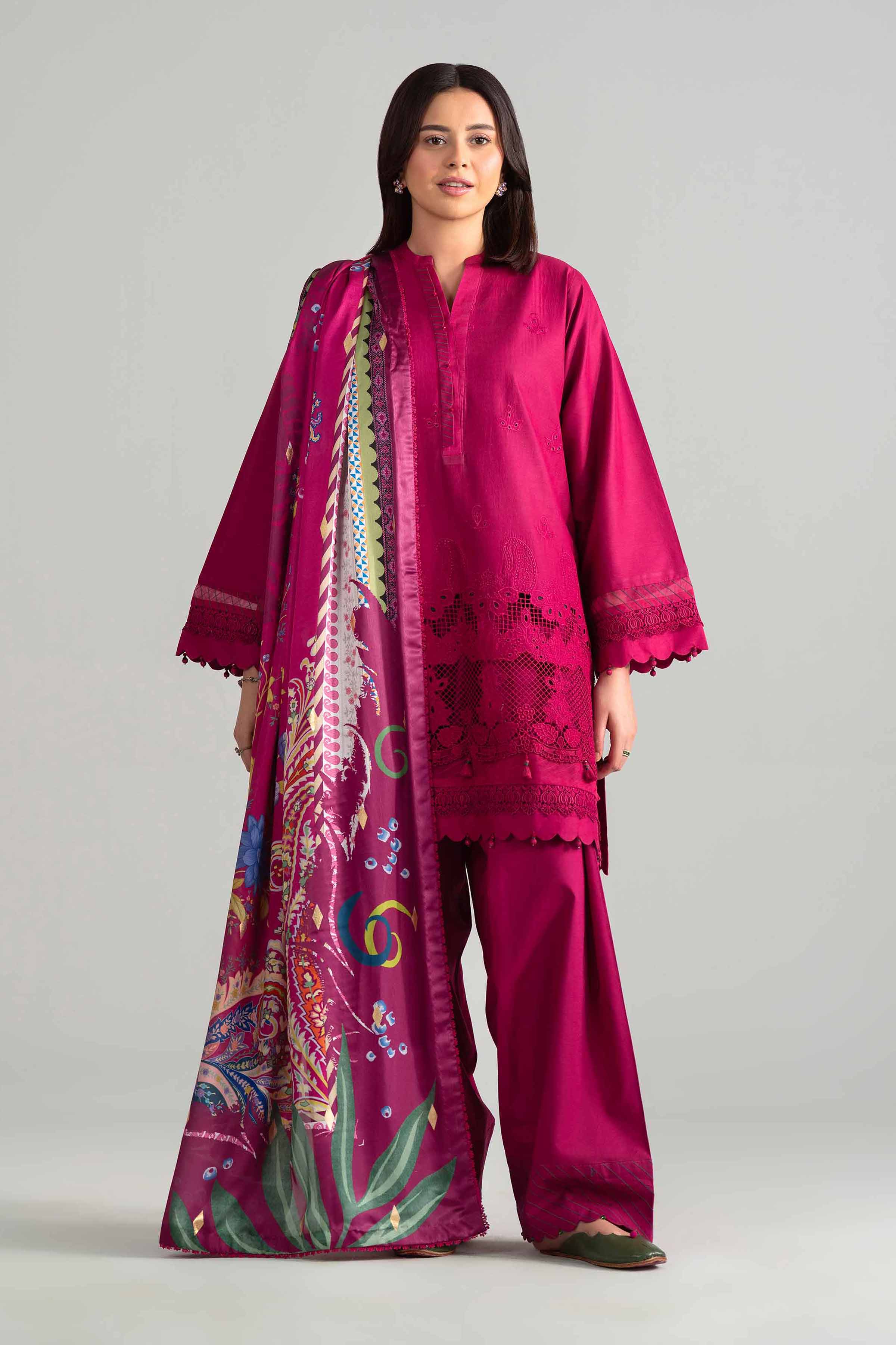 3 Piece - Digital Printed Embroidered Suit - 42601922