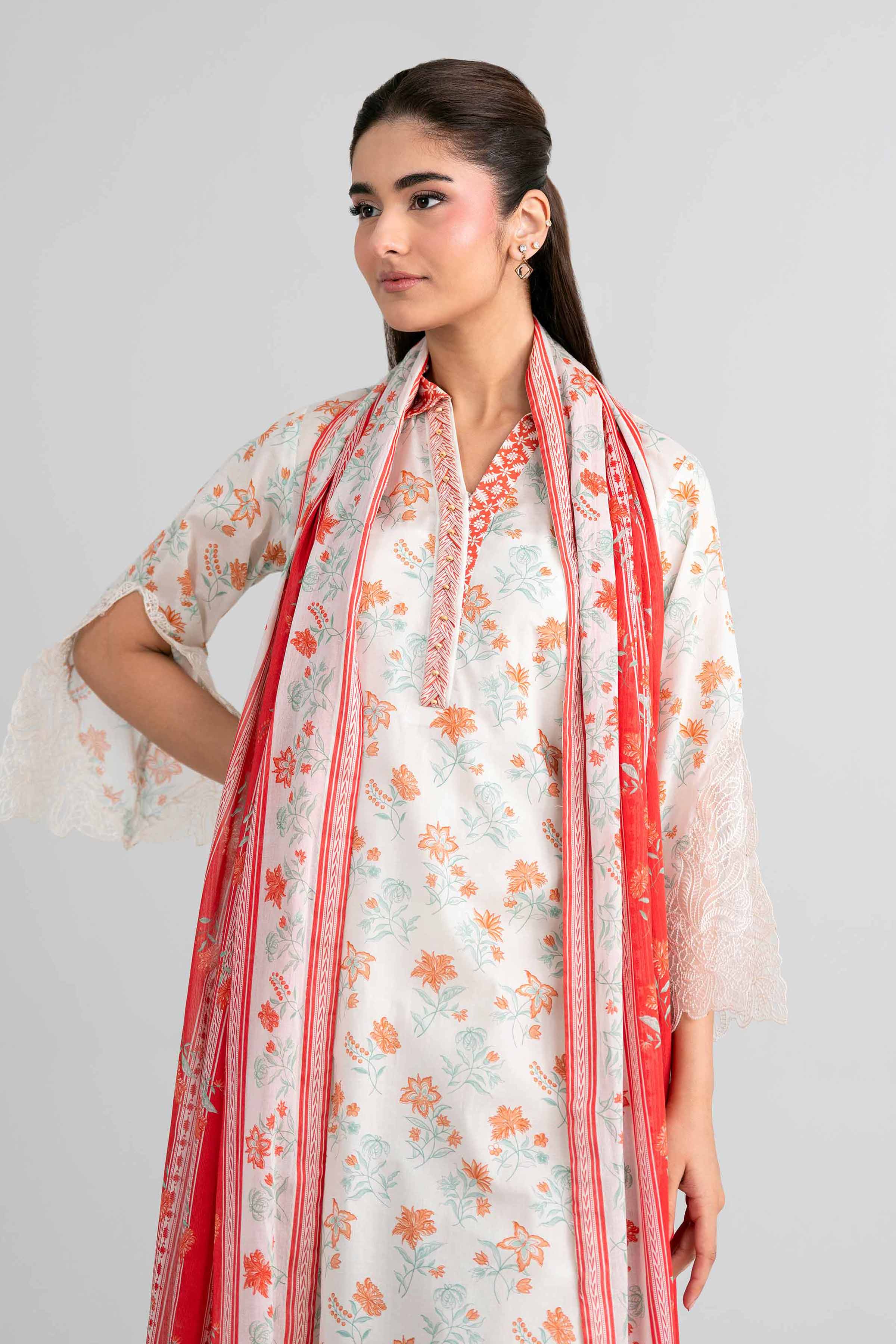 3 Piece - Printed Embroidered Suit - 42601967