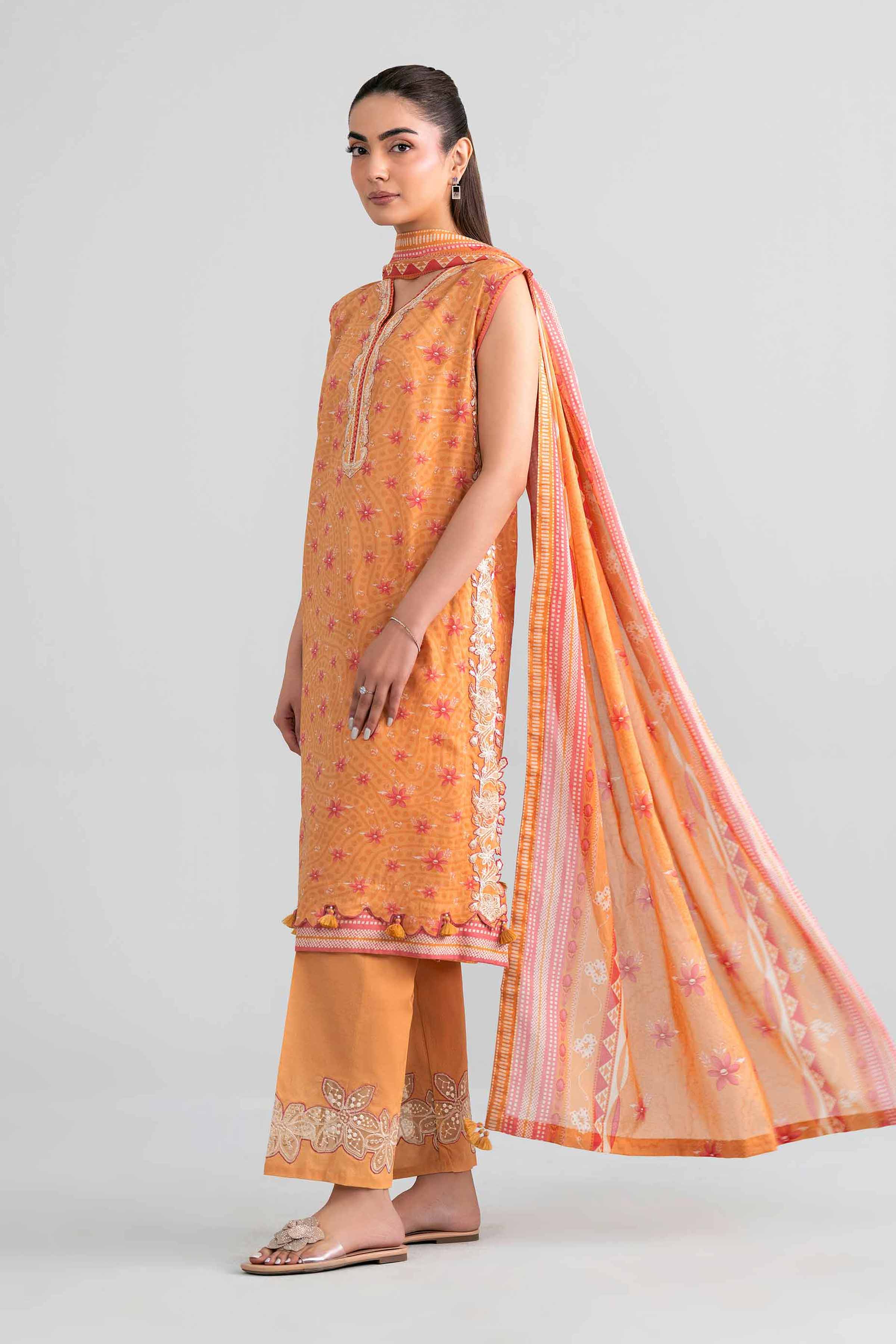 3 Piece - Printed Embroidered Suit - 42601970
