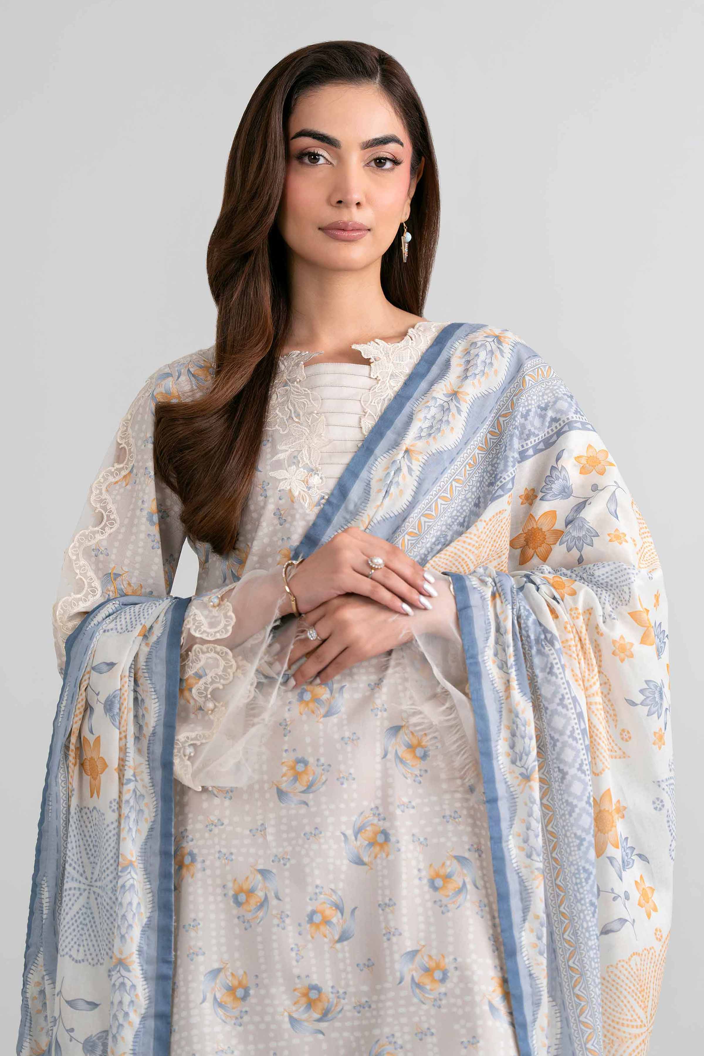 3 Piece - Printed Embroidered Suit - 42601973