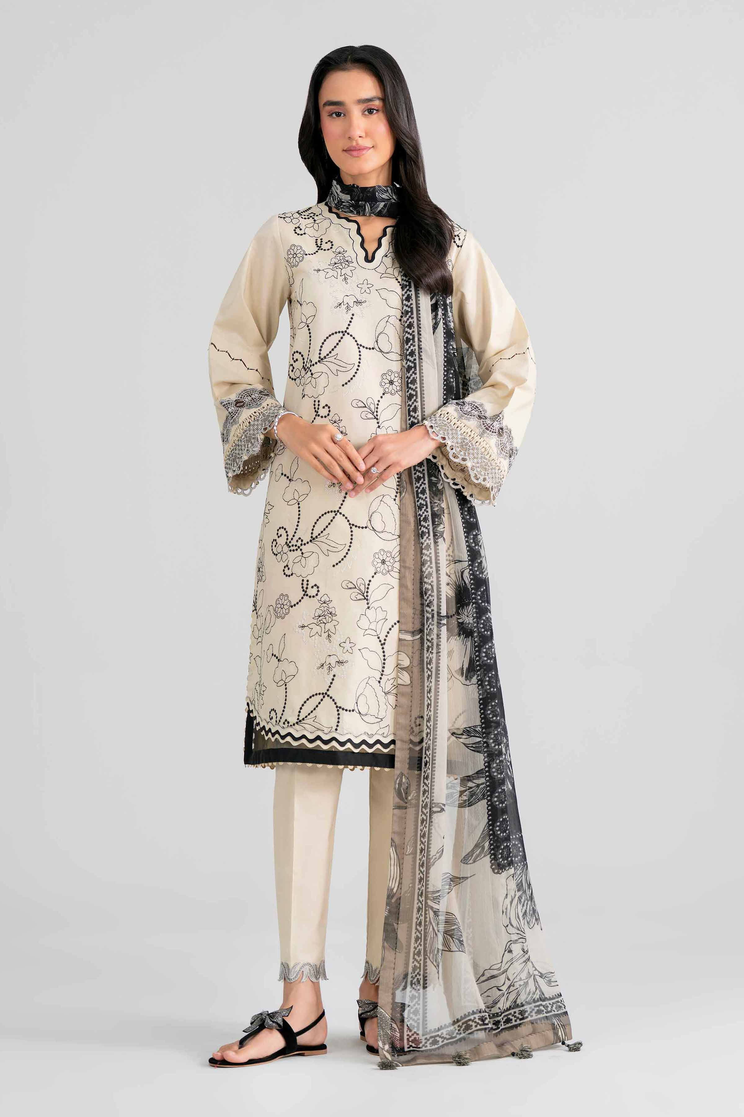 3 Piece - Digital Printed Embroidered Suit - 42601988