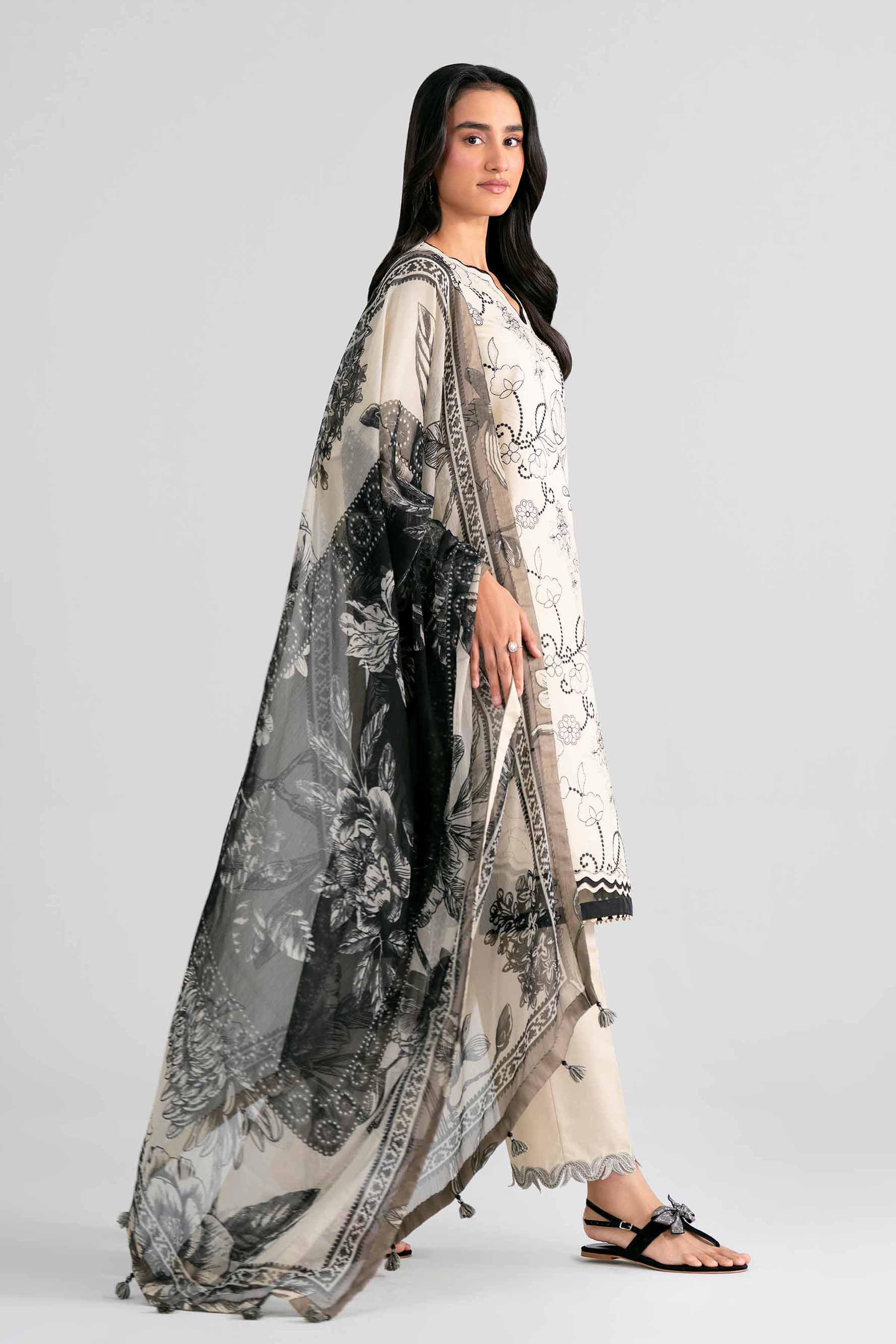 3 Piece - Digital Printed Embroidered Suit - 42601988