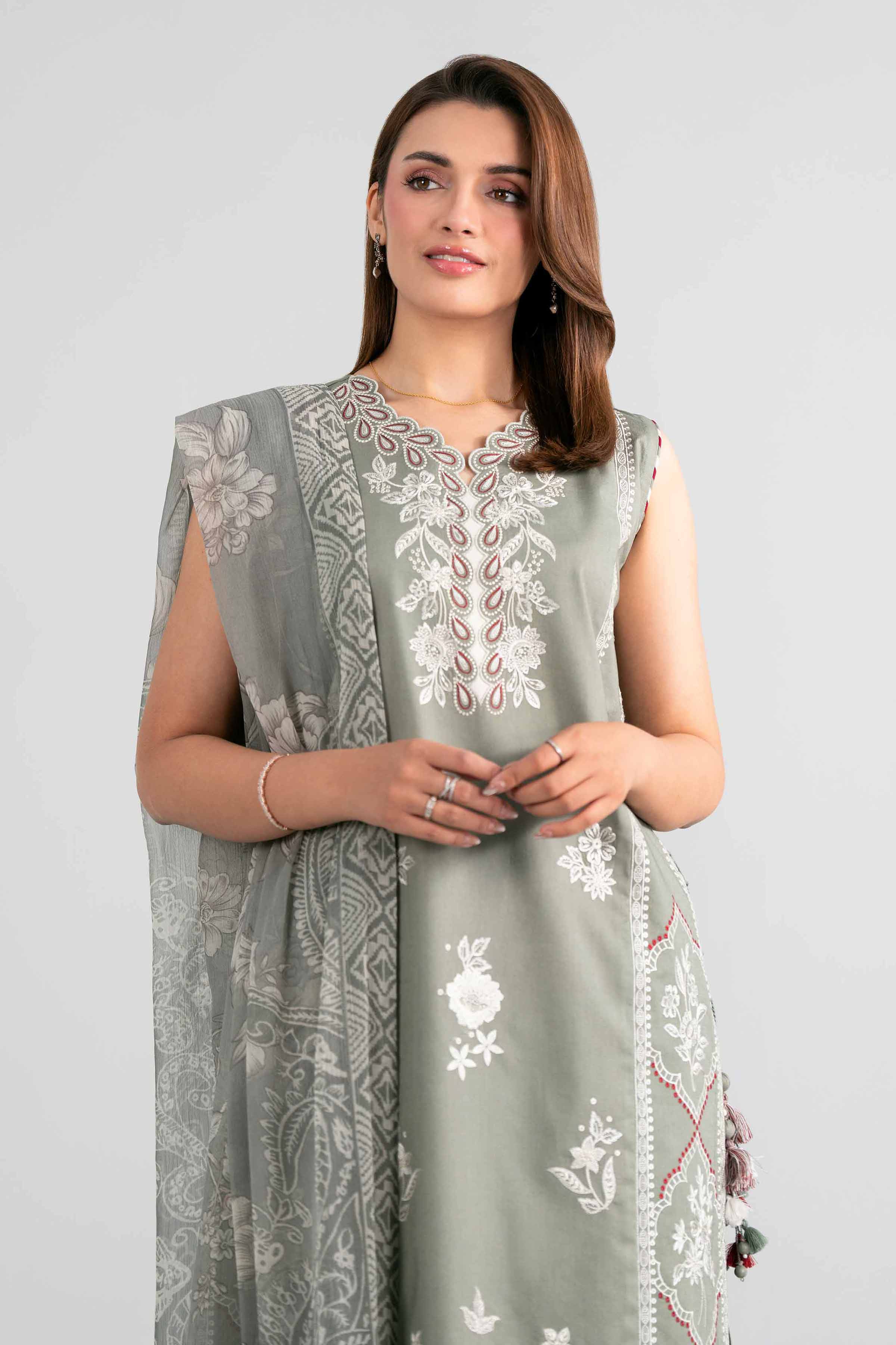 3 Piece - Digital Printed Embroidered Suit - 42601989