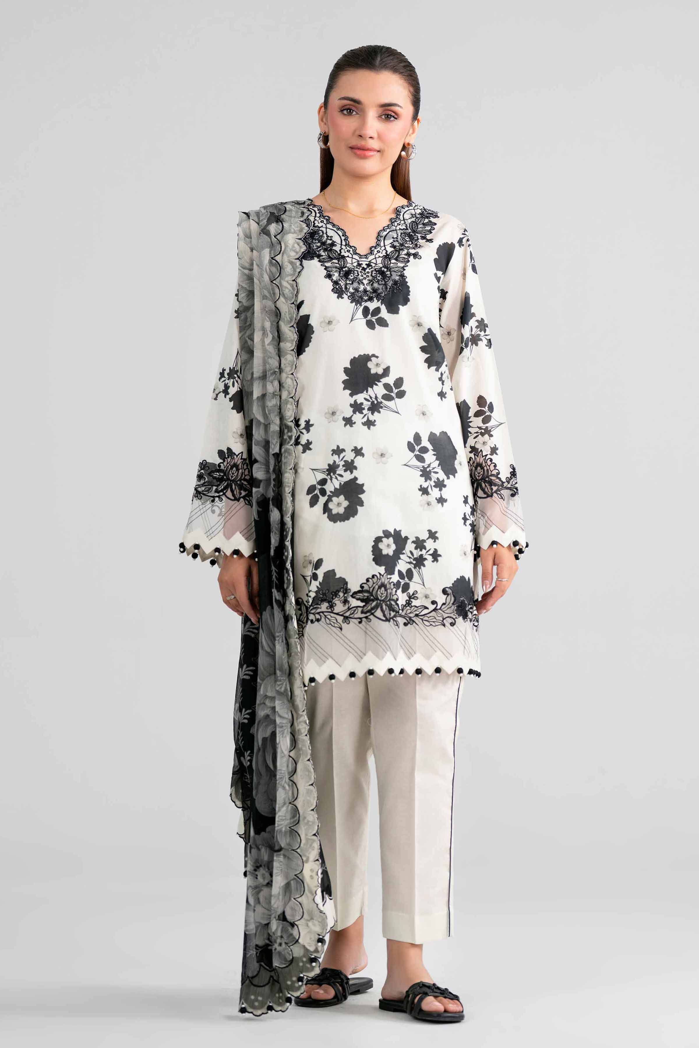 3 Piece - Digital Printed Embroidered Suit - 42601996
