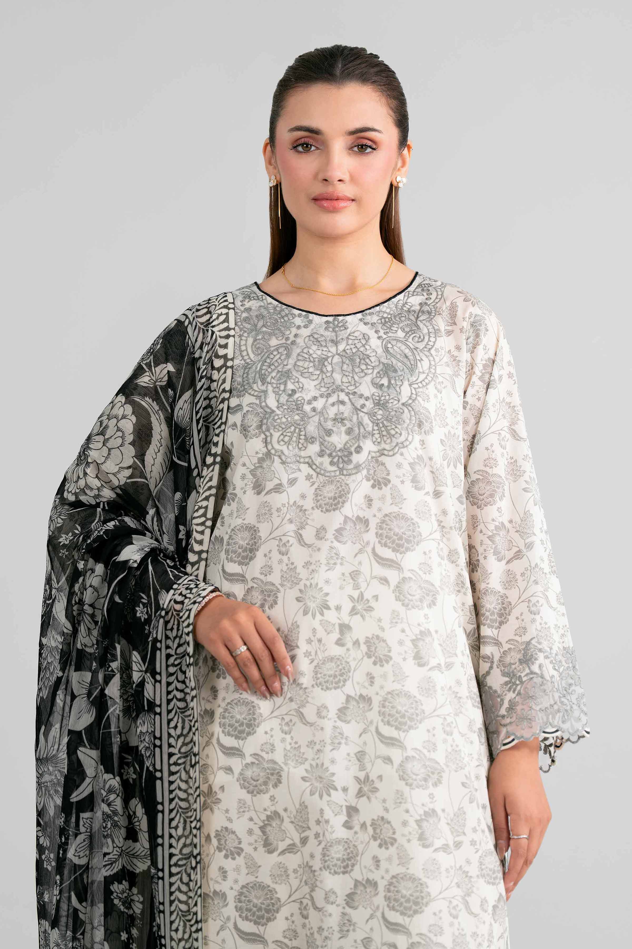3 Piece - Digital Printed Embroidered Suit - 42601998