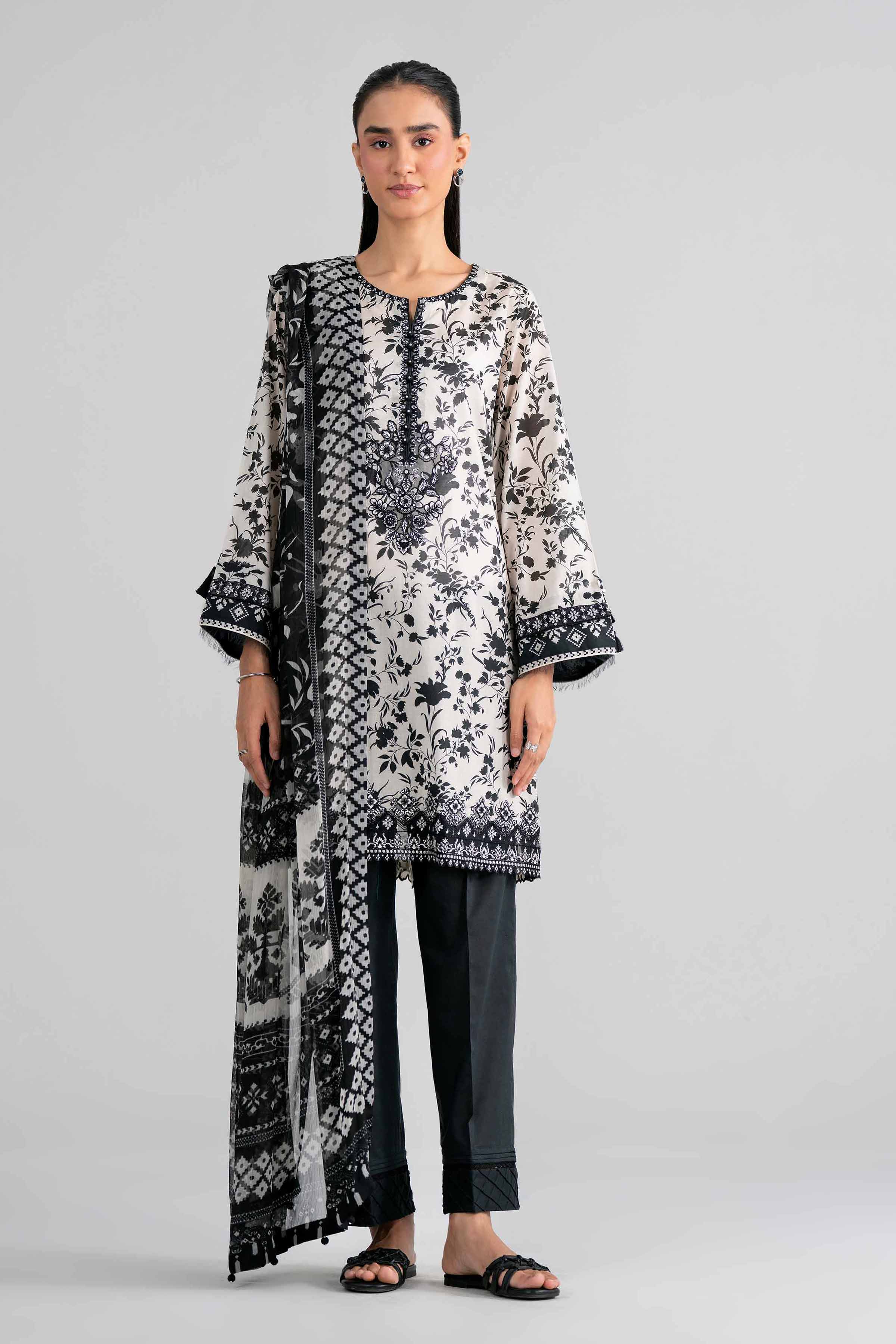 3 Piece - Digital Printed Embroidered Suit - 42602003