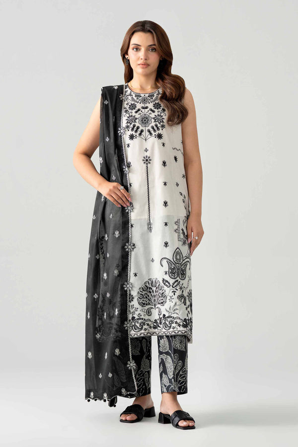 3 Piece - Printed Embroidered Suit - 42602041