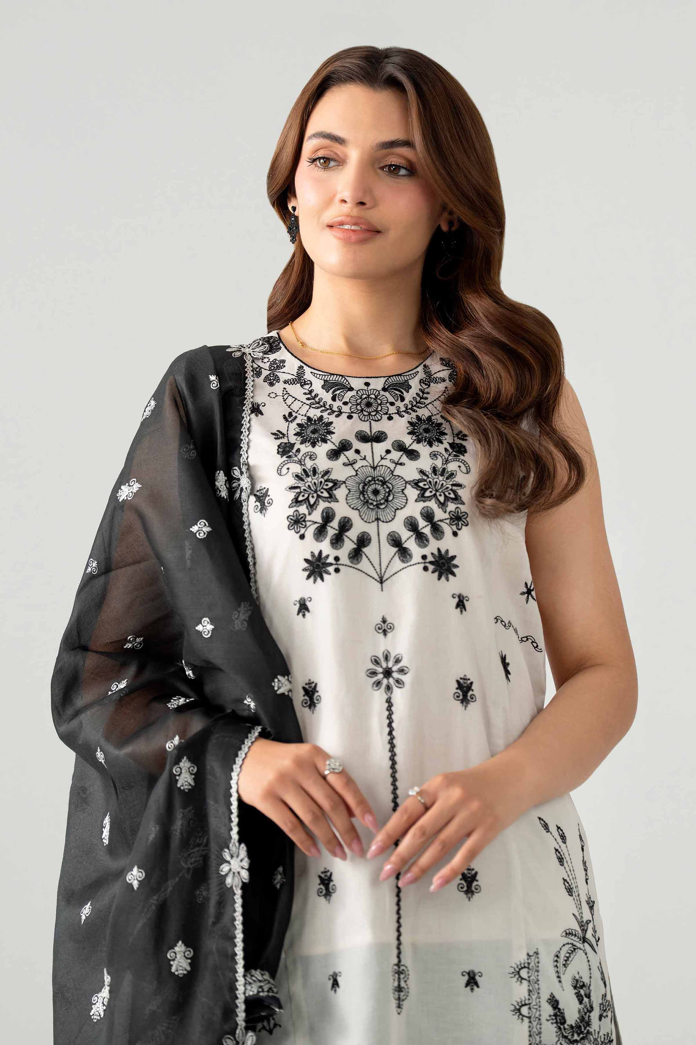 3 Piece - Printed Embroidered Suit - 42602041