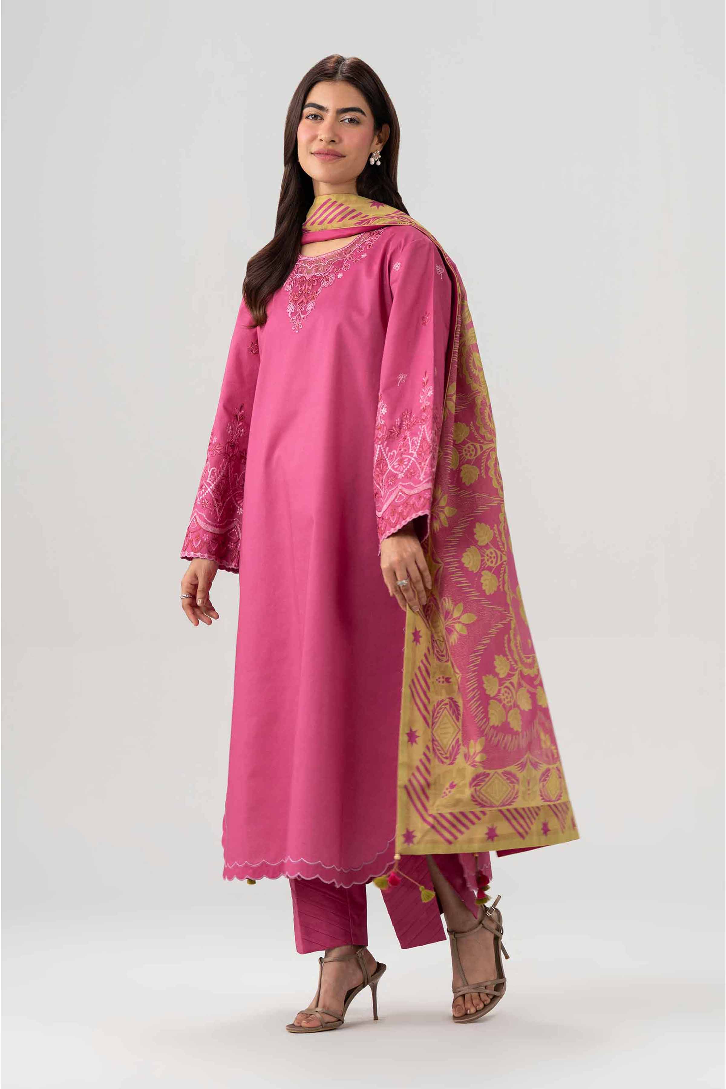3 Piece - Digital Printed Embroidered Suit - 42602051