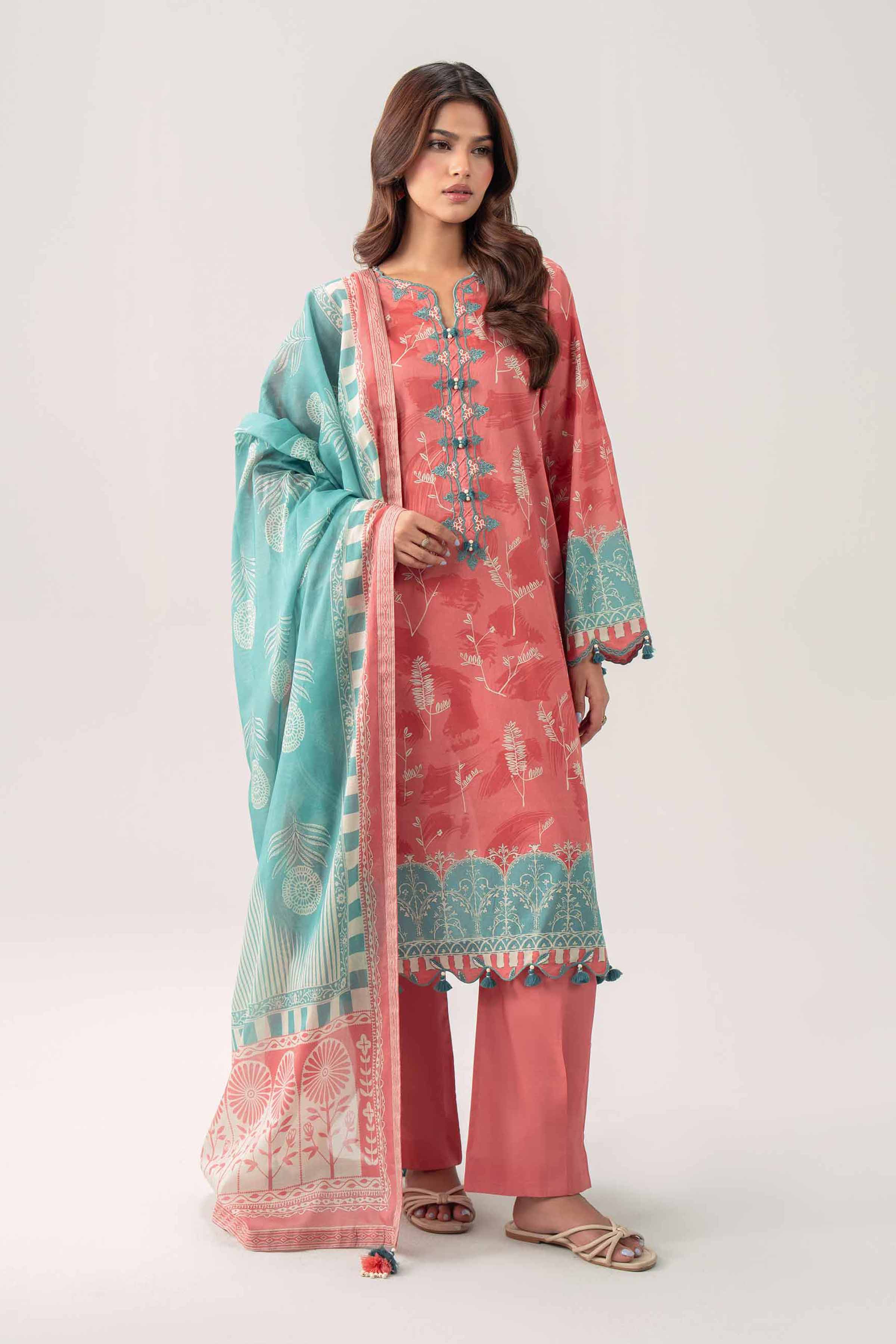 3 Piece - Digital Printed Embroidered Suit - 42602094